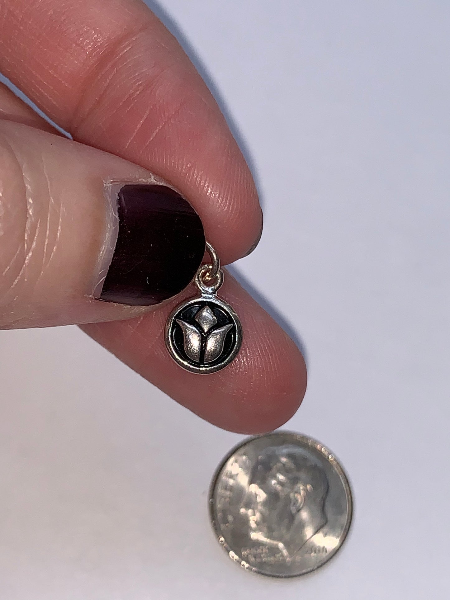 Silver Plated Lotus Charm