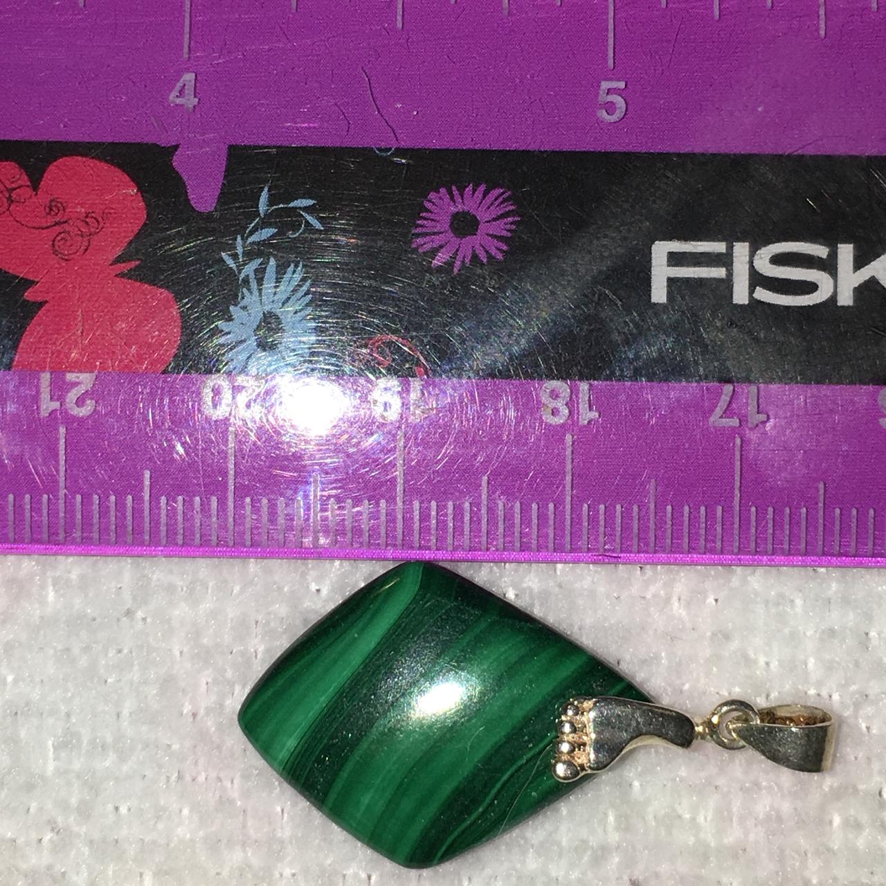 Malachite Diamond Pendant with Foot Bail