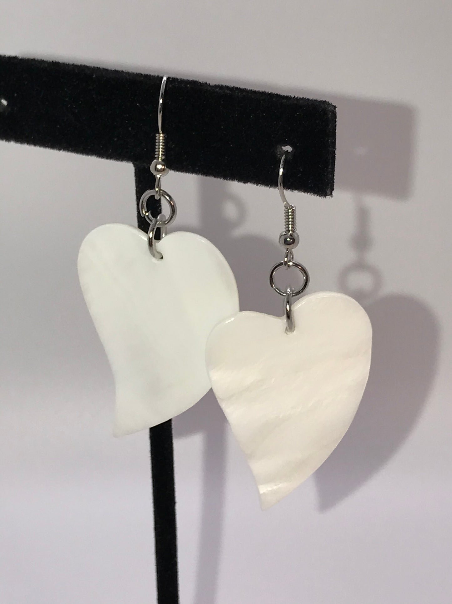 Mother Of Pearl Heart Dangle Earrings