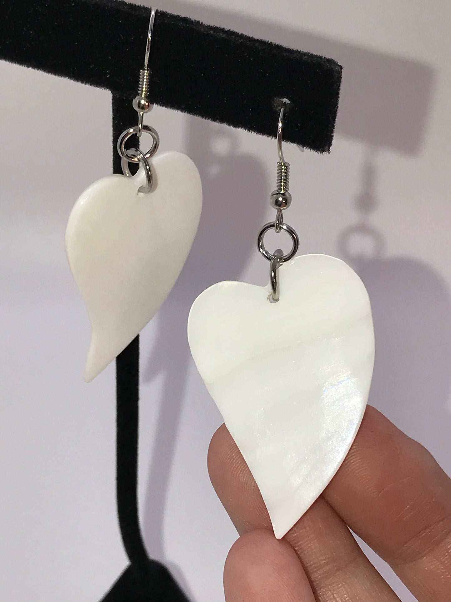 Mother Of Pearl Heart Dangle Earrings
