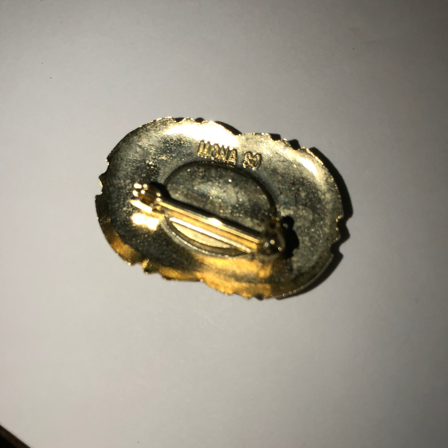 Vintage Oblong Black and gold Mona So Pin