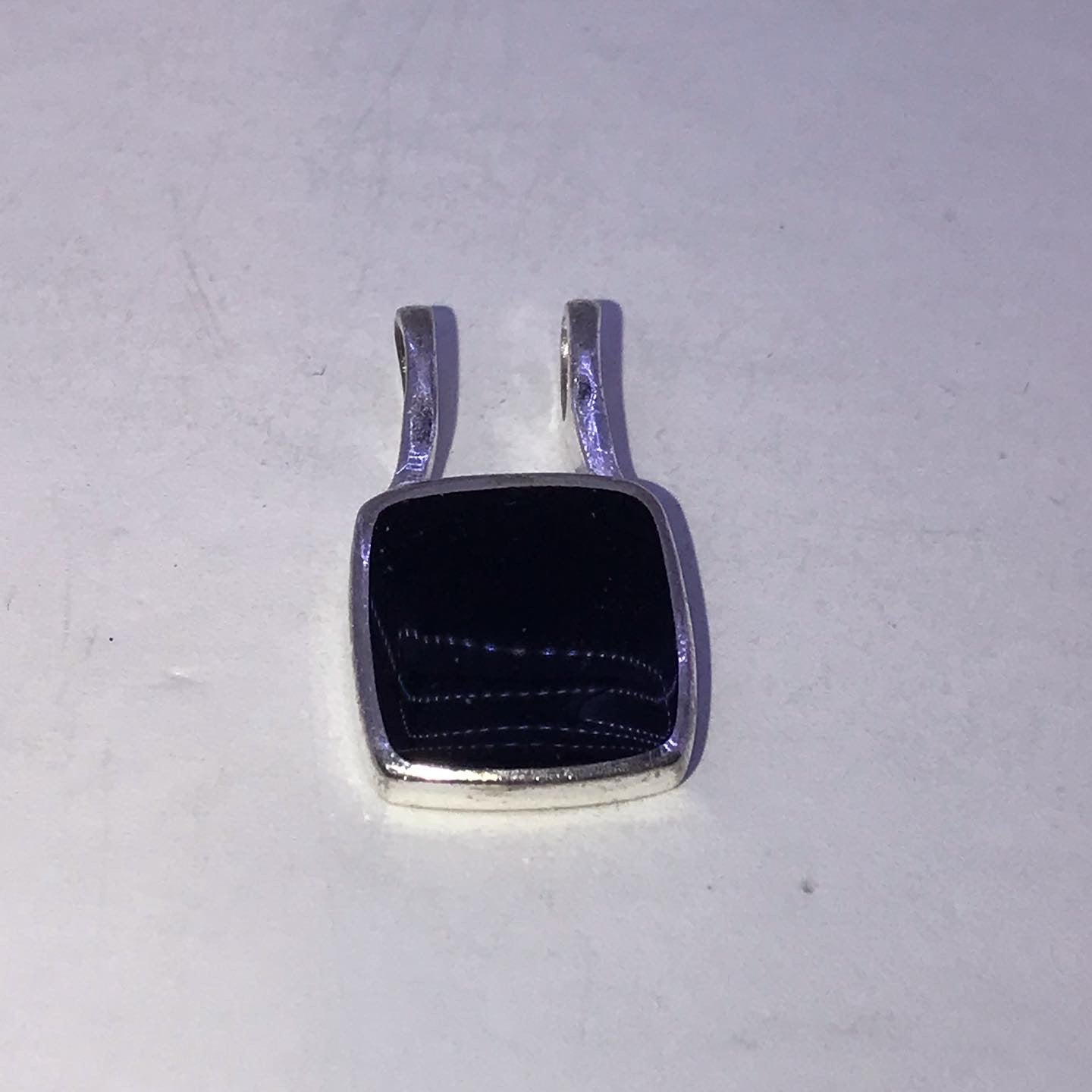 Sterling Silver And Onyx Square Pendant