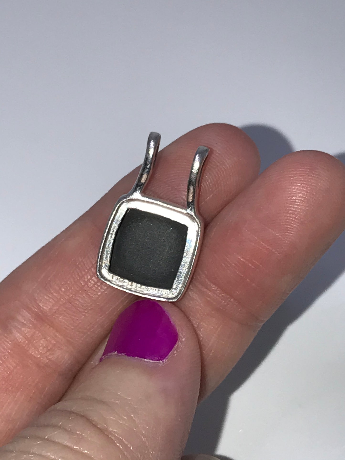 Sterling Silver And Onyx Square Pendant