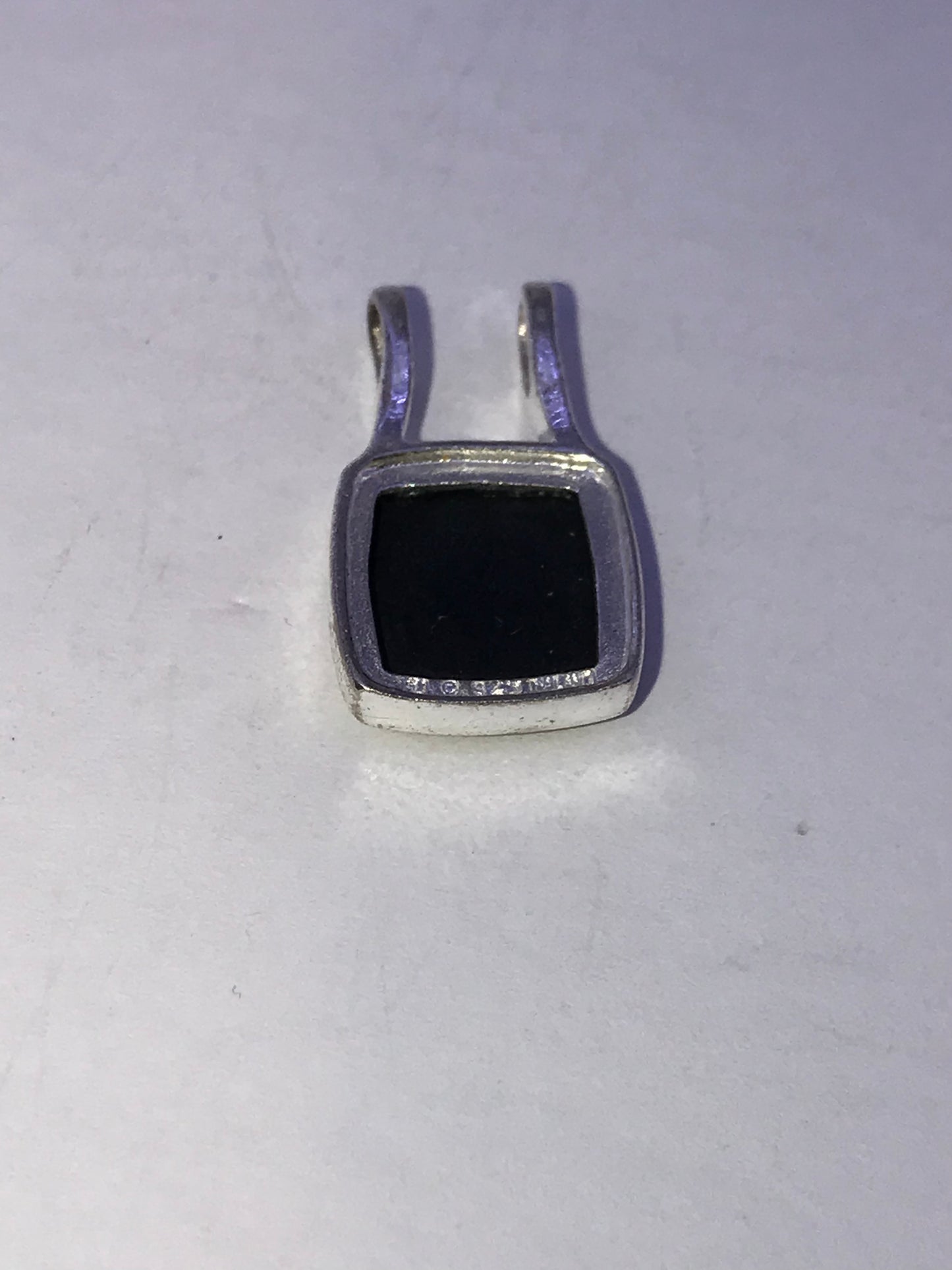 Sterling Silver And Onyx Square Pendant
