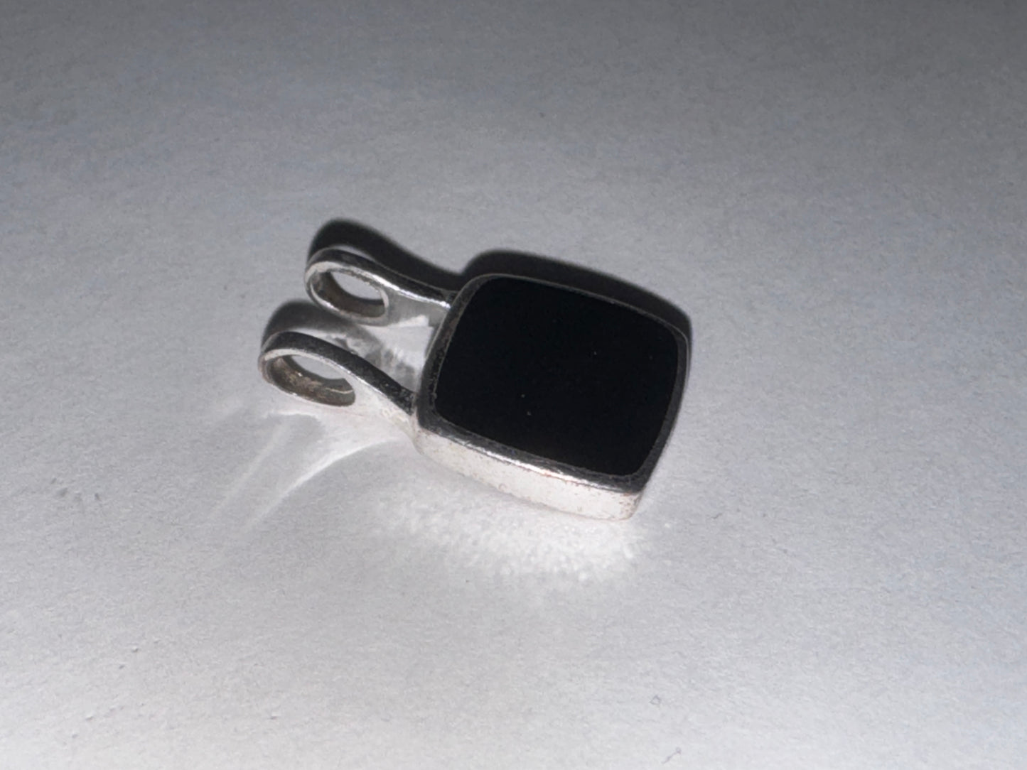 Sterling Silver And Onyx Square Pendant