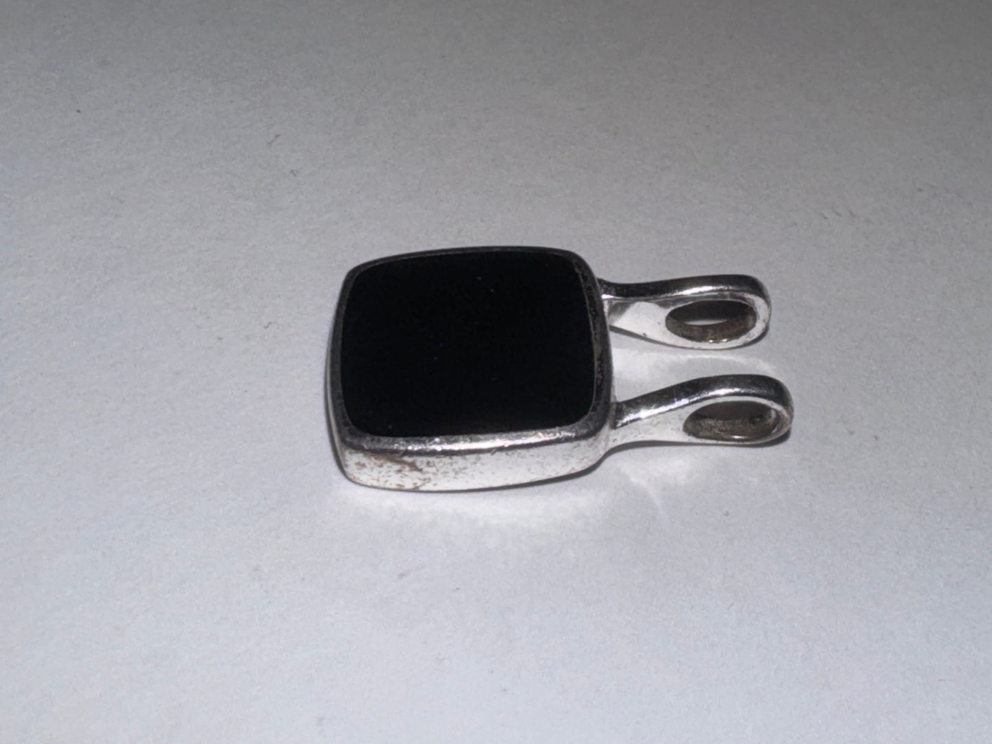 Sterling Silver And Onyx Square Pendant