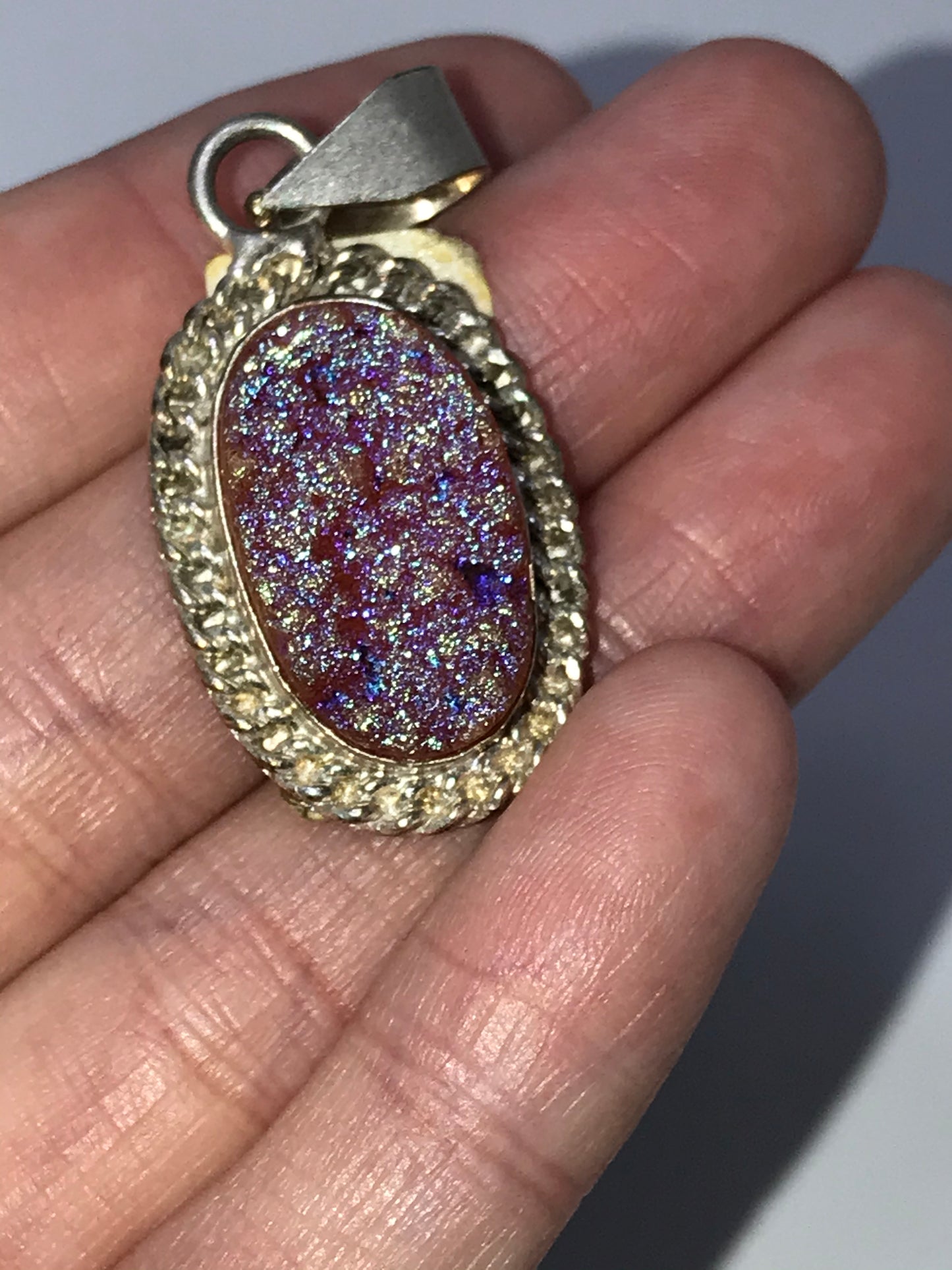 Orange Druzy Quarts Pendant