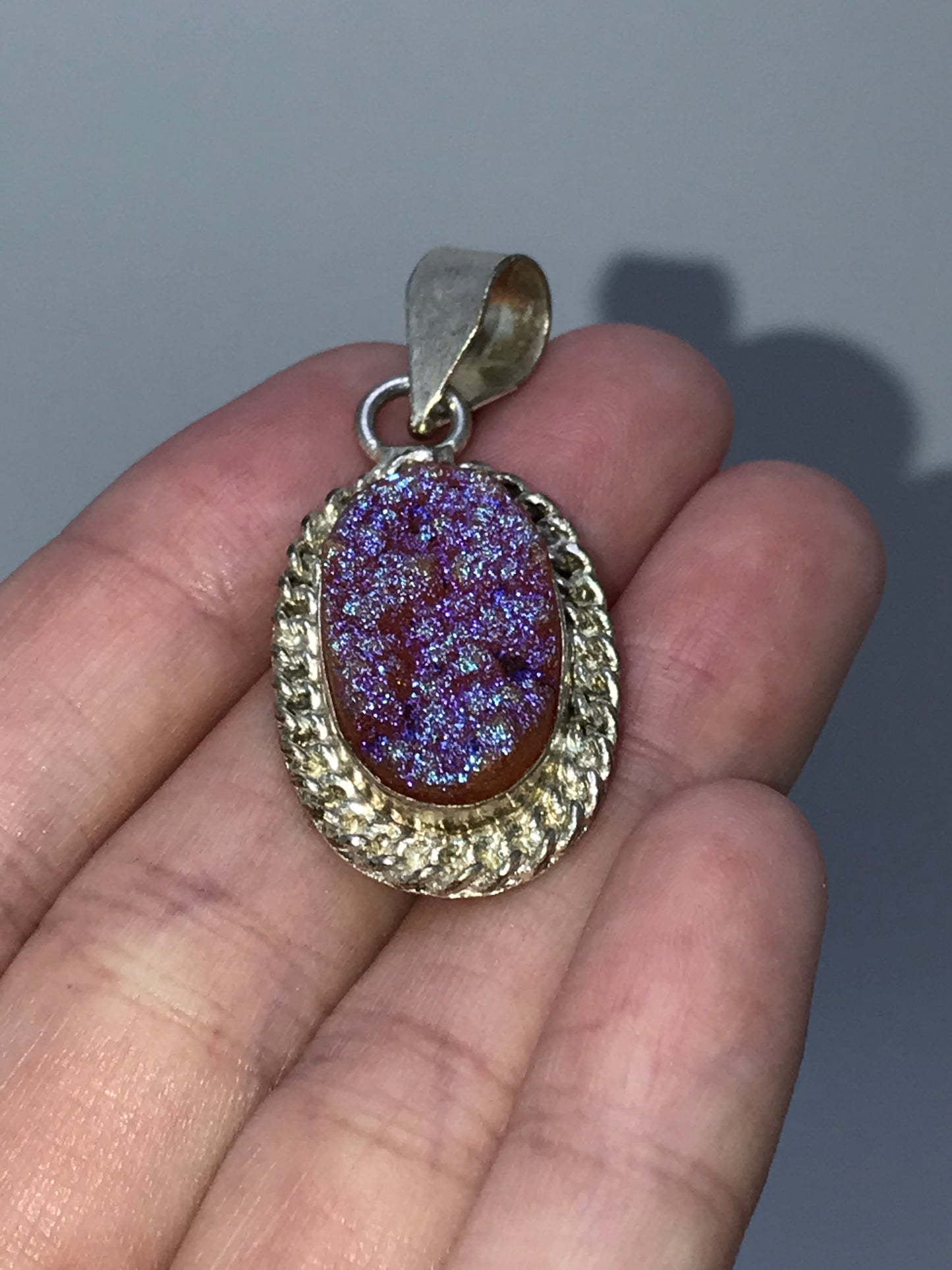 Orange Druzy Quarts Pendant