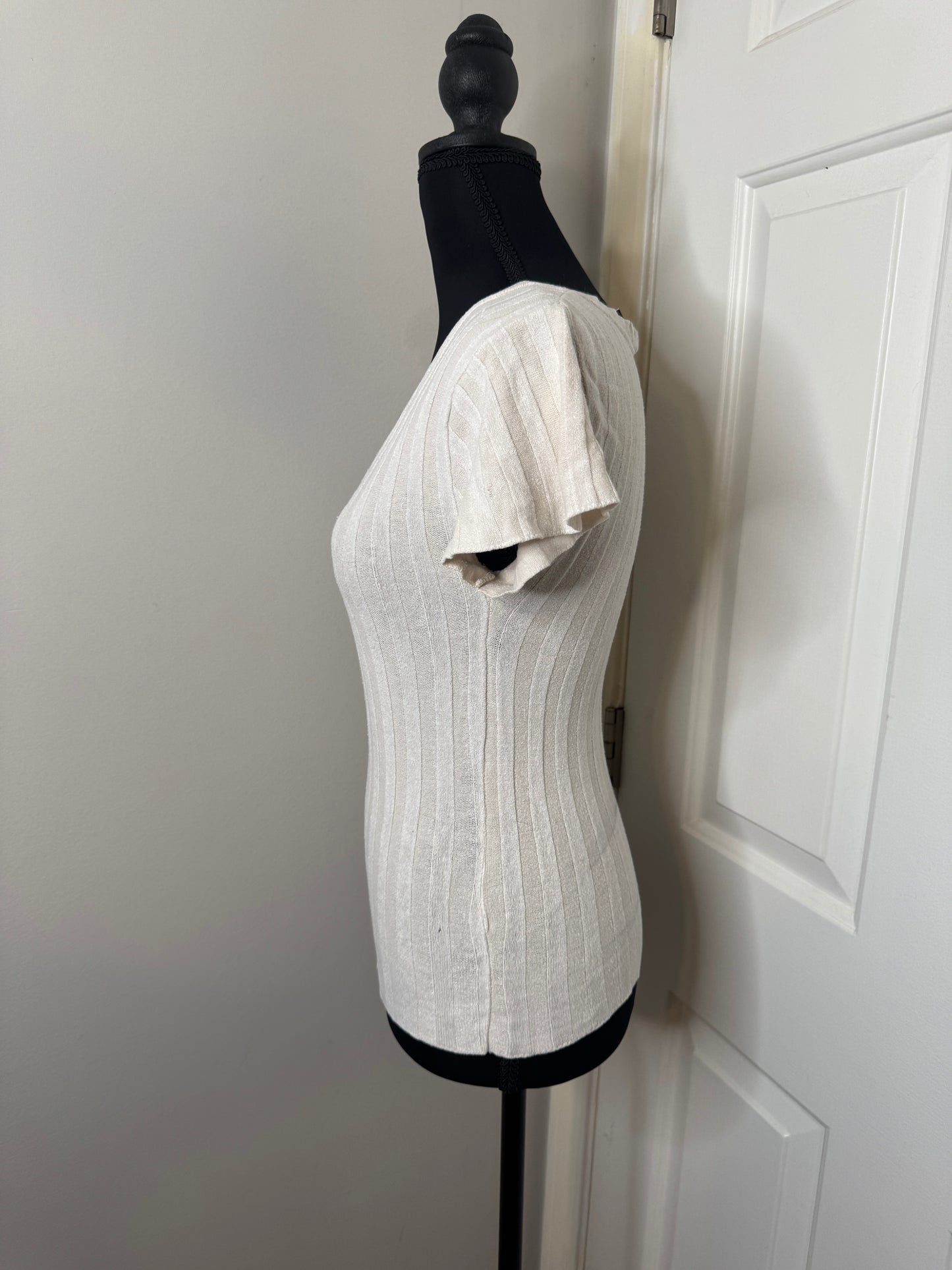 White Outlooks V-neck Shirt, Small
