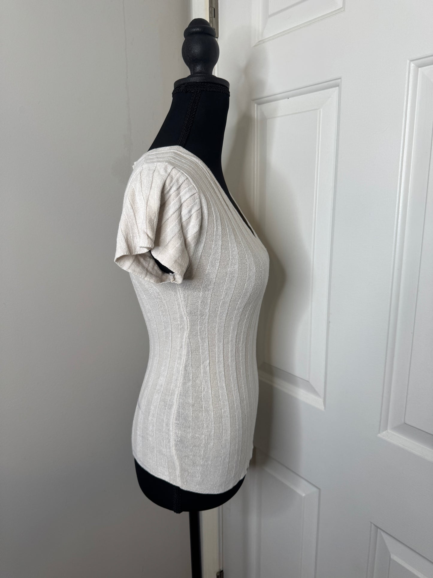 White Outlooks V-neck Shirt, Small