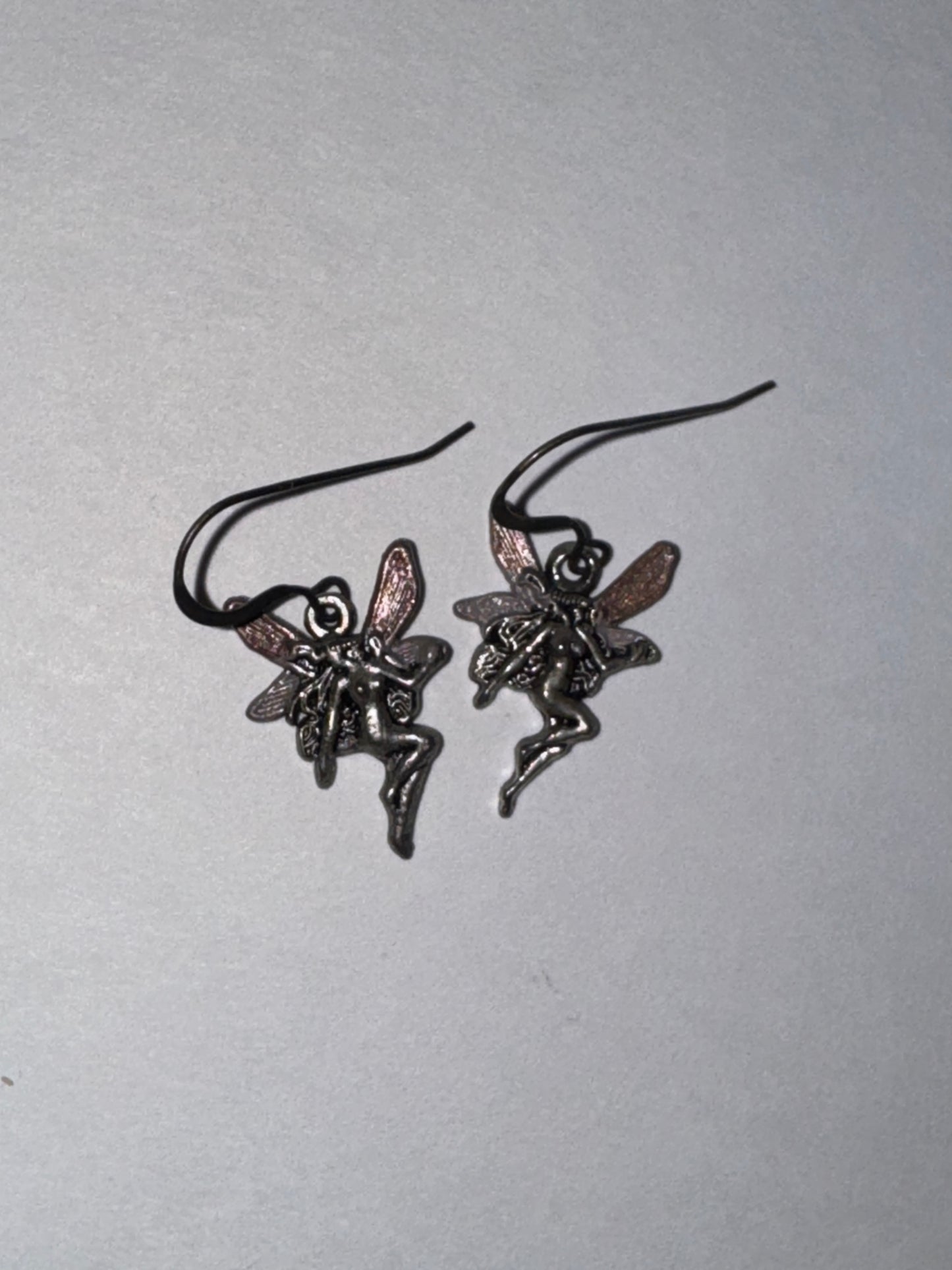 Painted Wing, Fairy Dangle Earrings