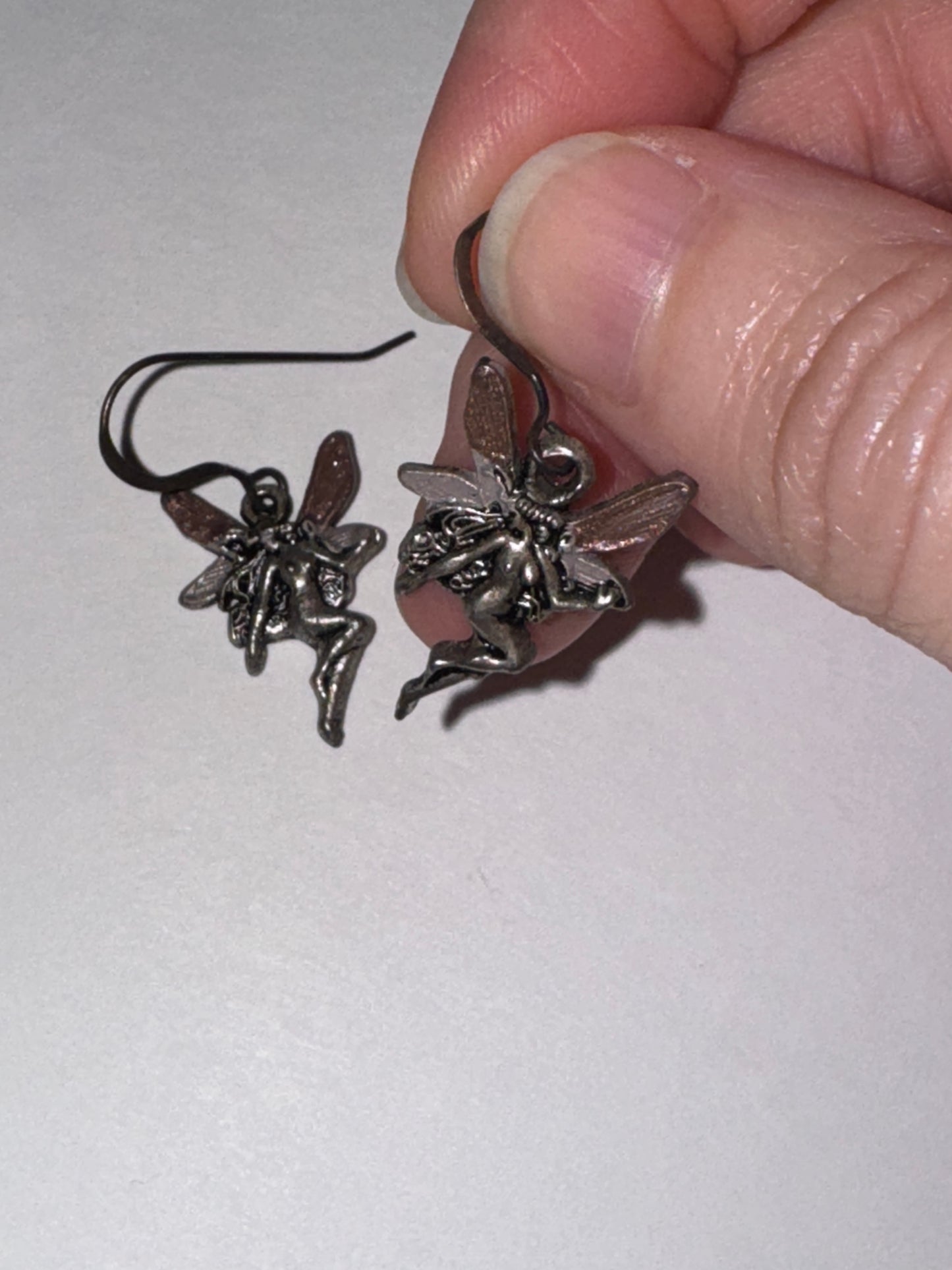 Painted Wing, Fairy Dangle Earrings