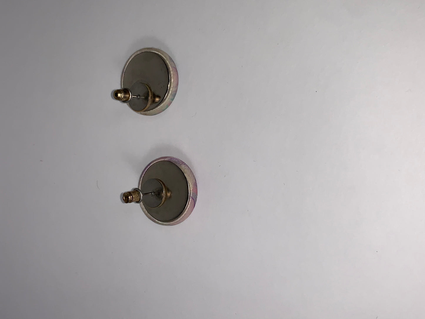 Pastel Swirl Round Fabric Button Post Earrings