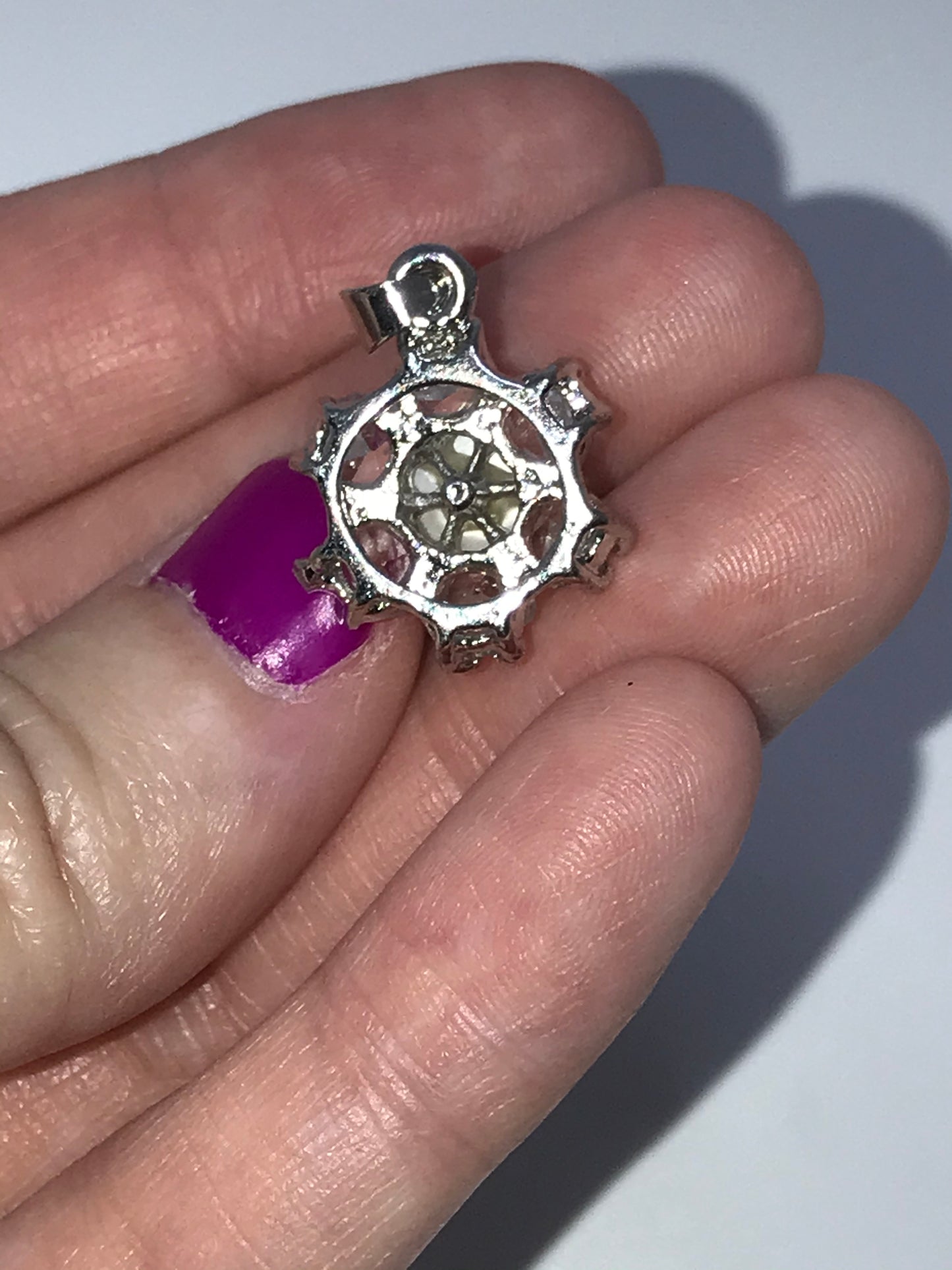 7/8" Pearl and Cz Flower Pendant