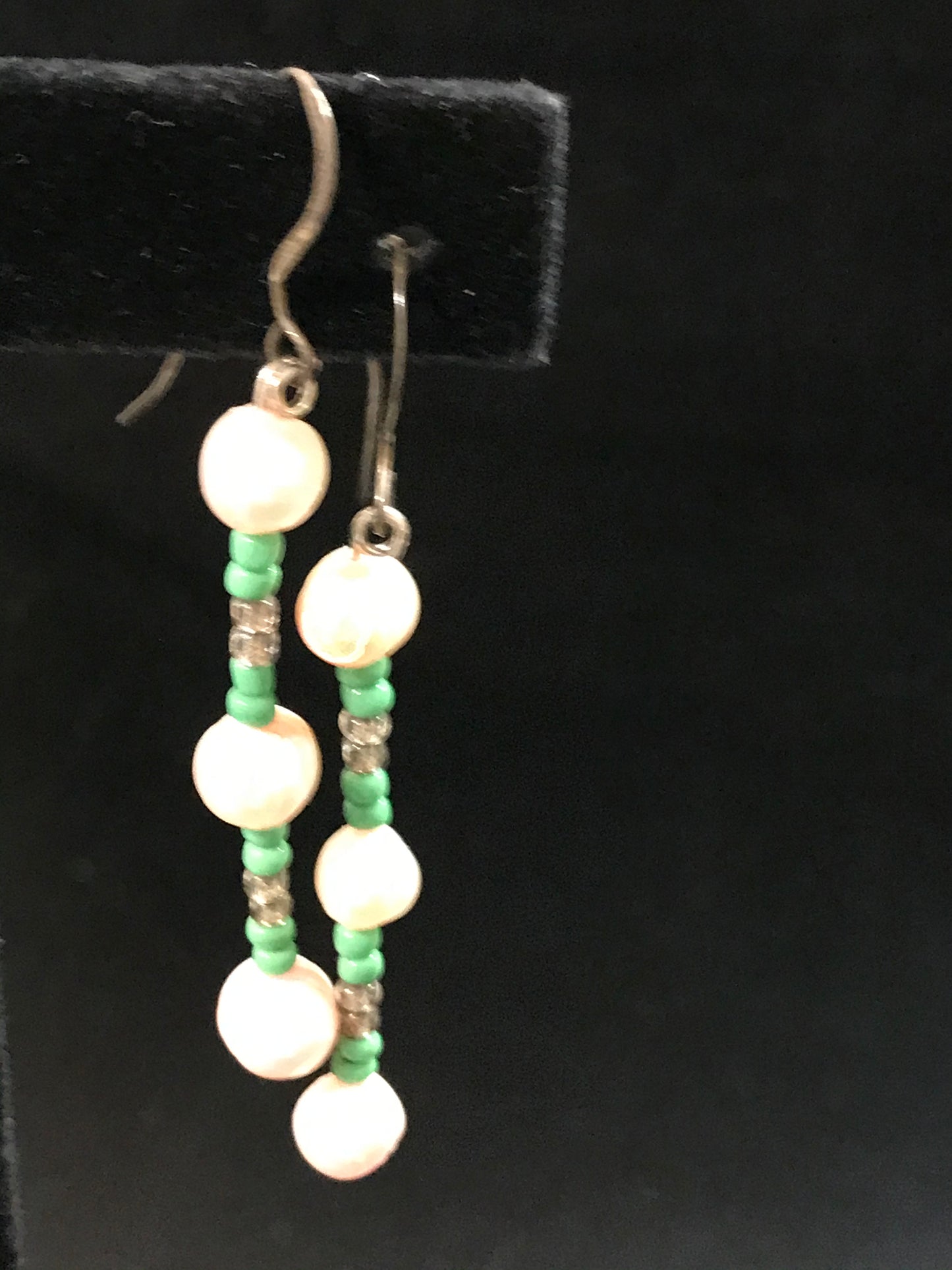 Peach Pearl and Seed Bead Earrings