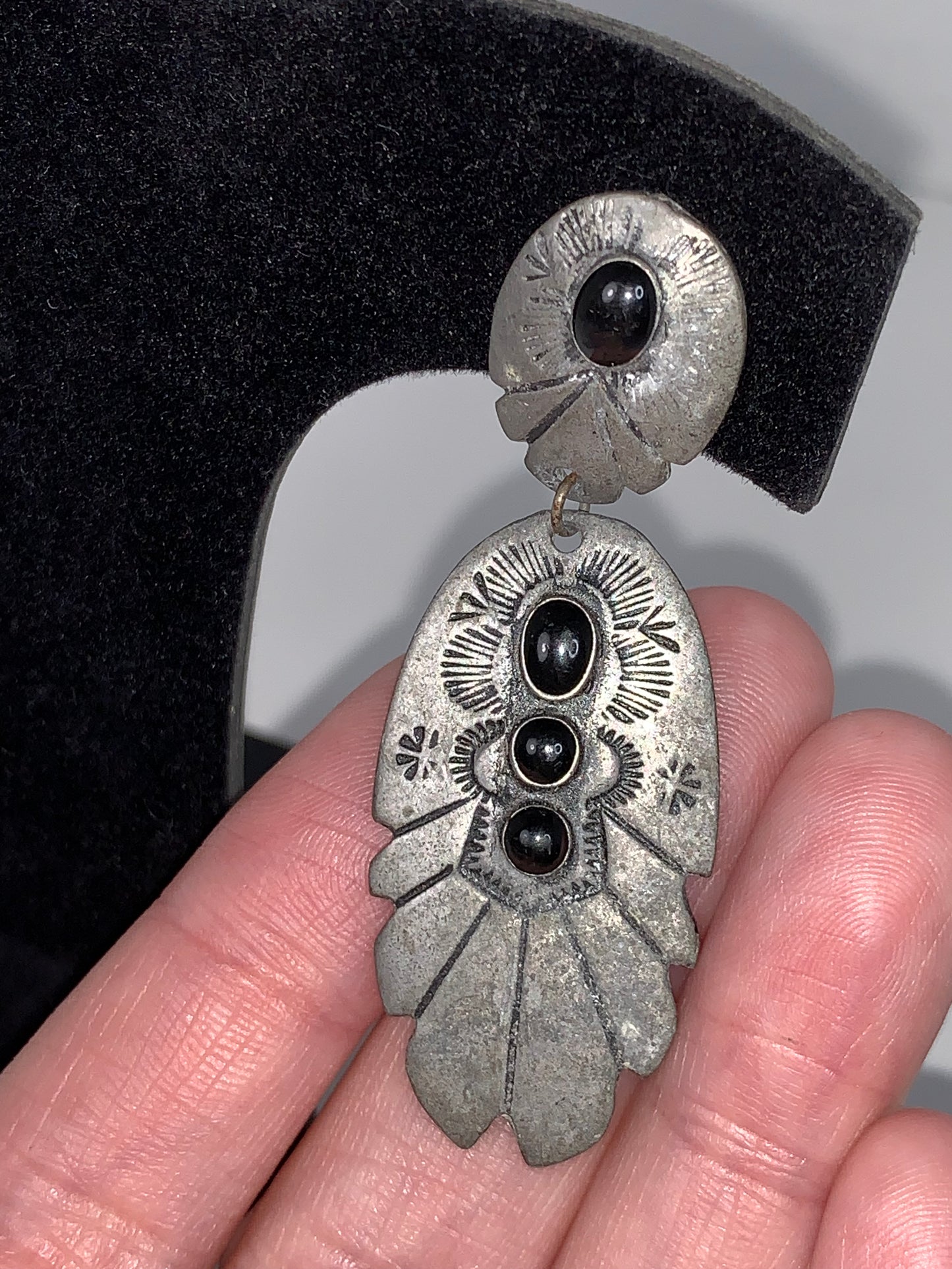 Pewter Feather Design Post Earrings