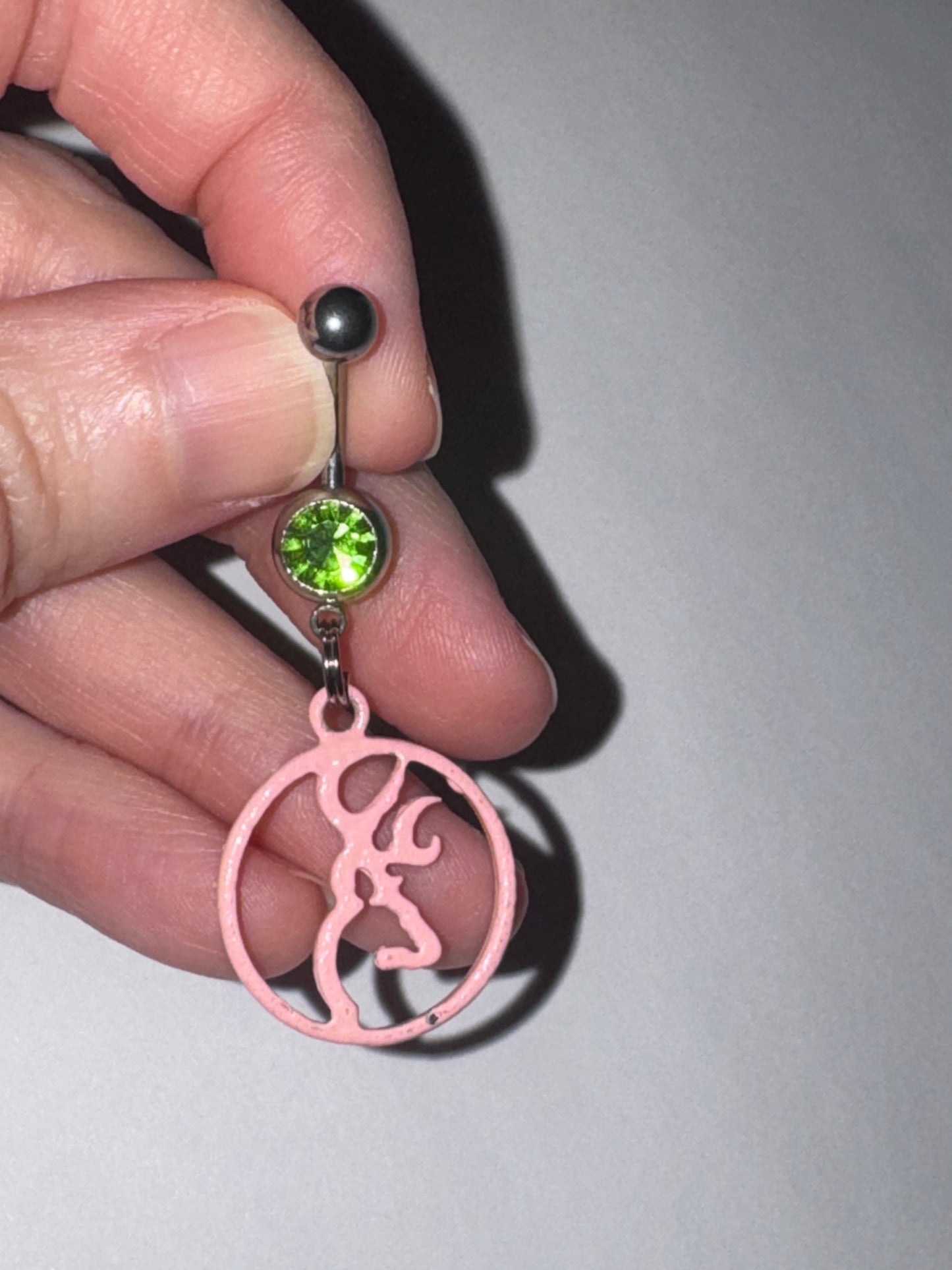 Pink Browning Dangle Belly Ring