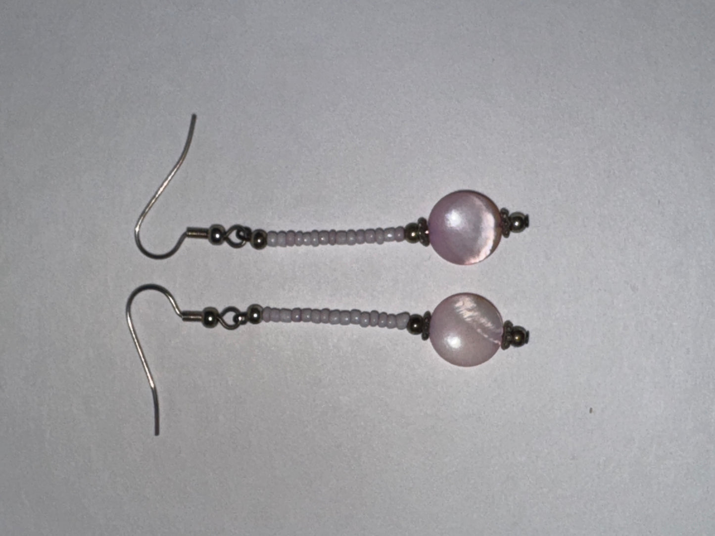 Pink Coin Mother Of Pearl Earrings