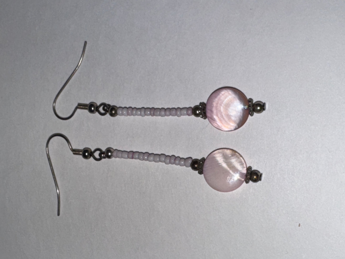 Pink Coin Mother Of Pearl Earrings