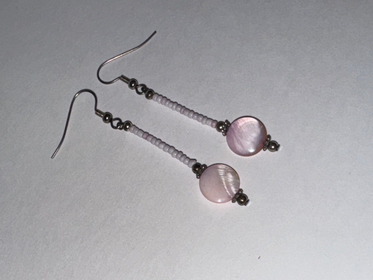Pink Coin Mother Of Pearl Earrings