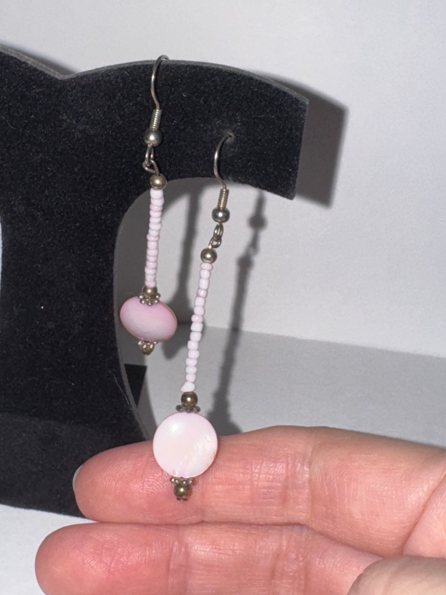 Pink Coin Mother Of Pearl Earrings