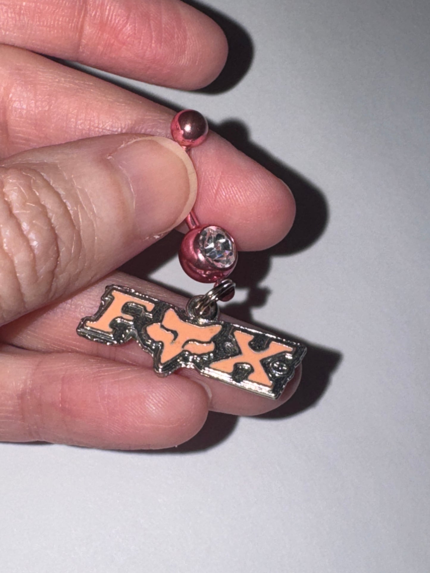 Titanium Pink Fox Dangle Belly Ring