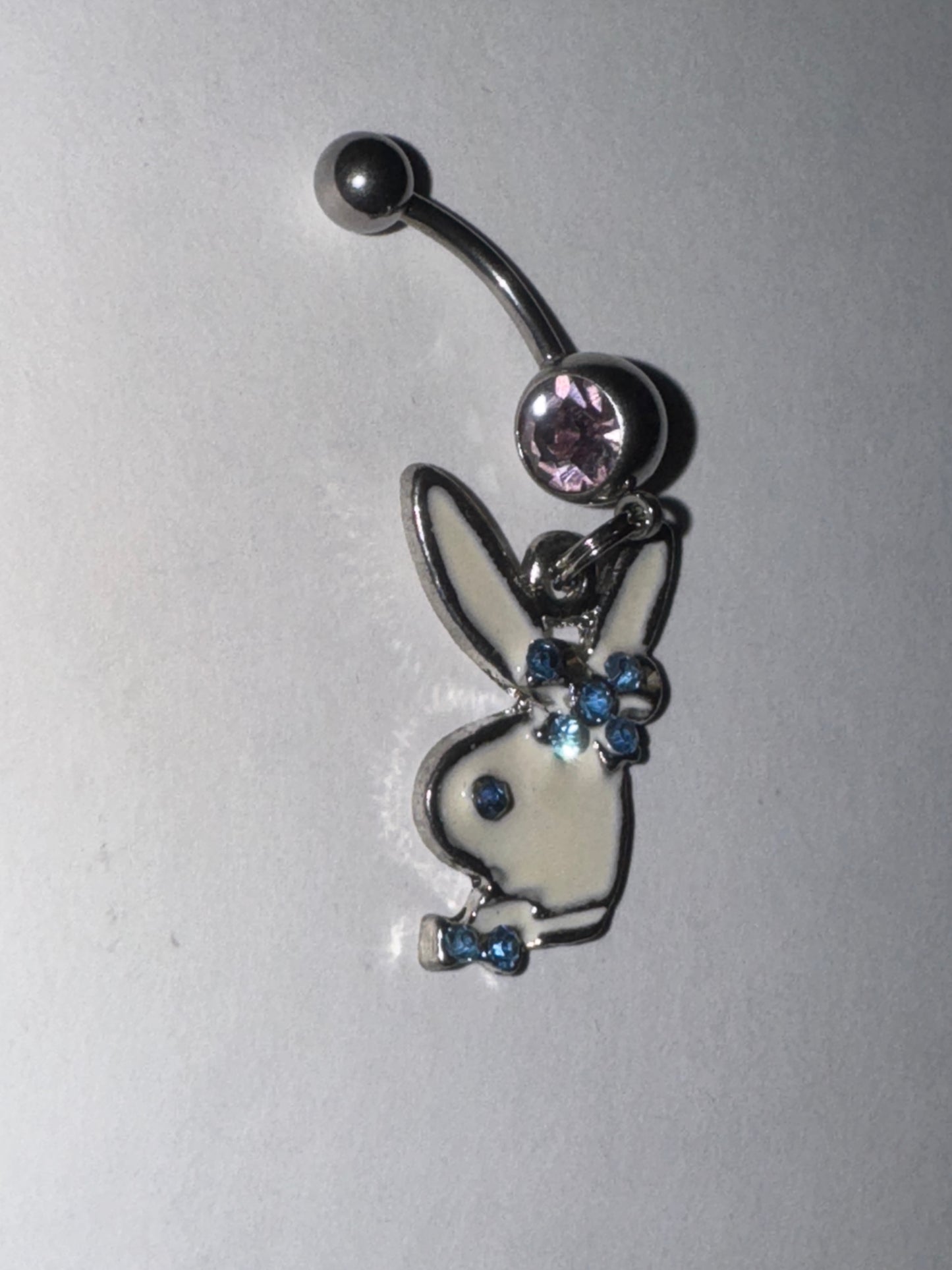 Pink and Blue Play boy-looking Bunny Dangle Belly Ring