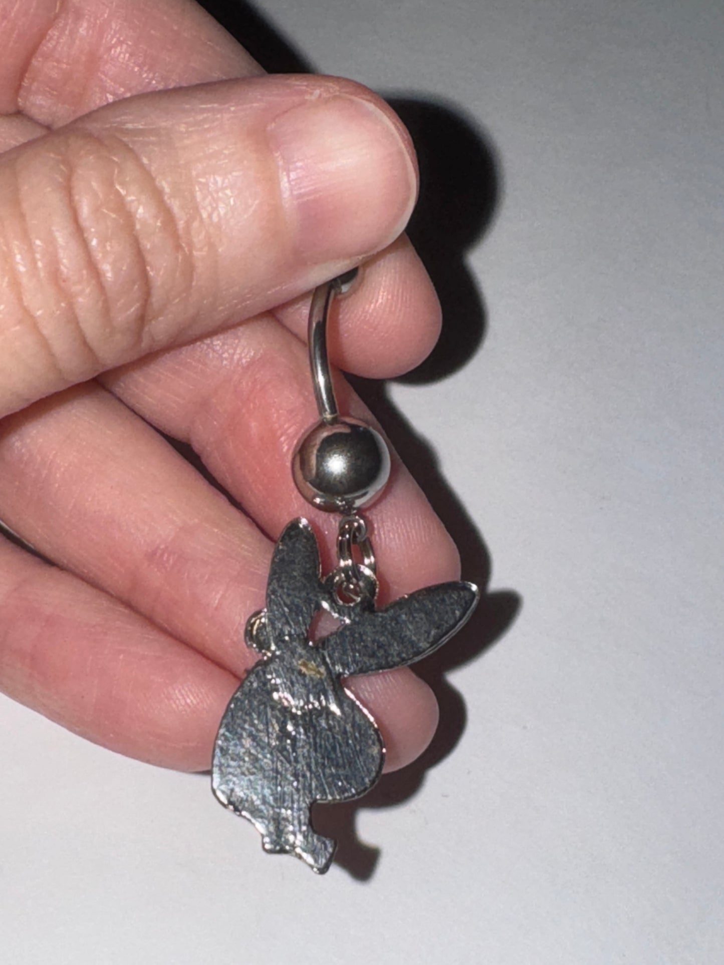 Pink and Blue Play boy-looking Bunny Dangle Belly Ring