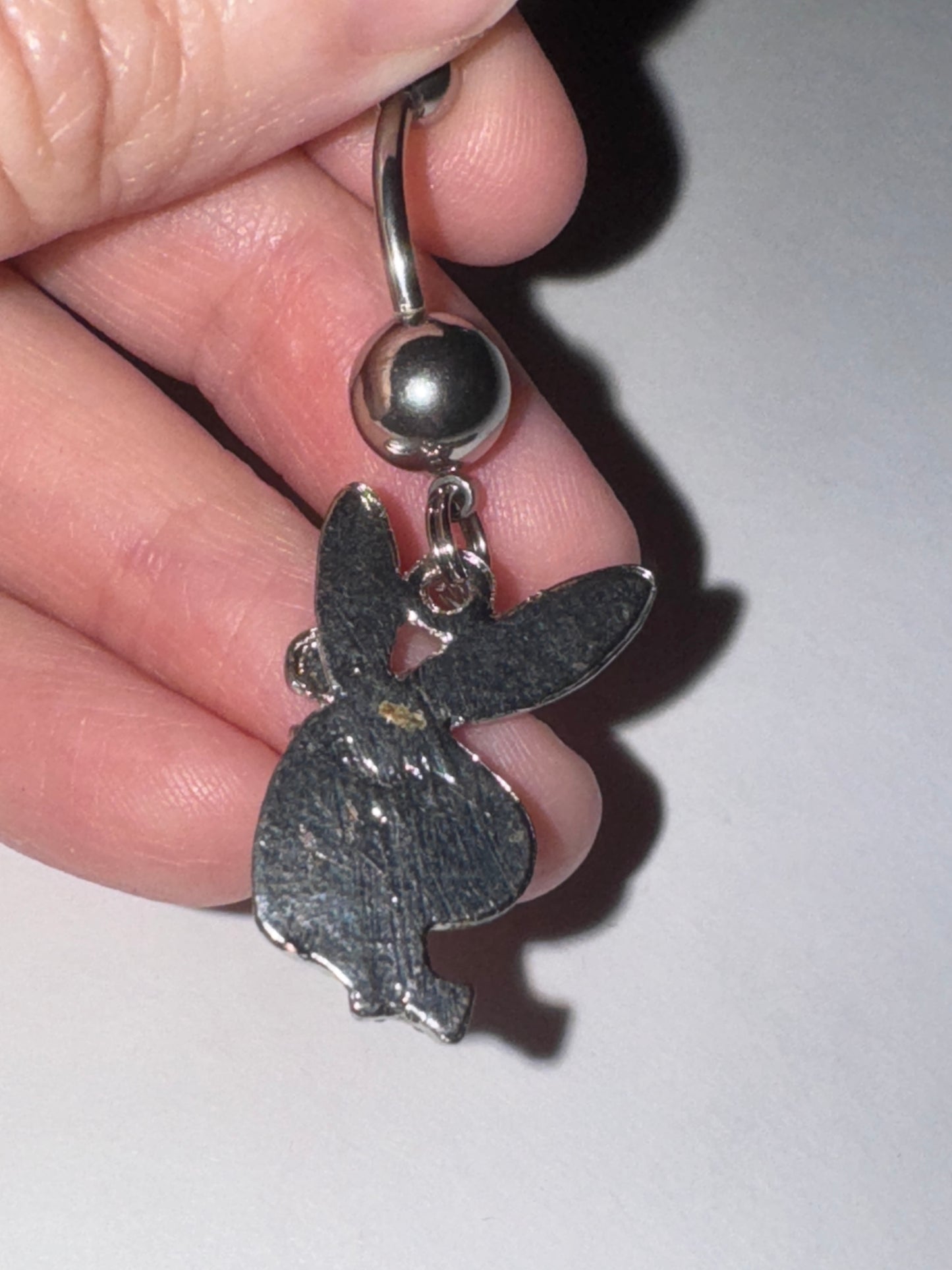 Pink and Blue Play boy-looking Bunny Dangle Belly Ring