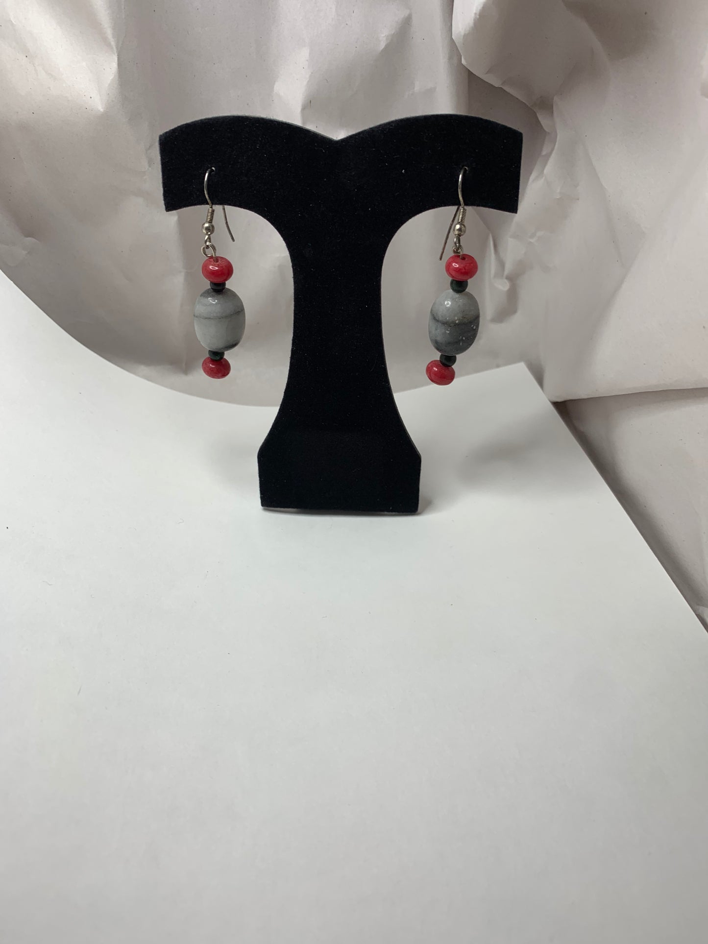 Plum Quartz And Marble Earrings