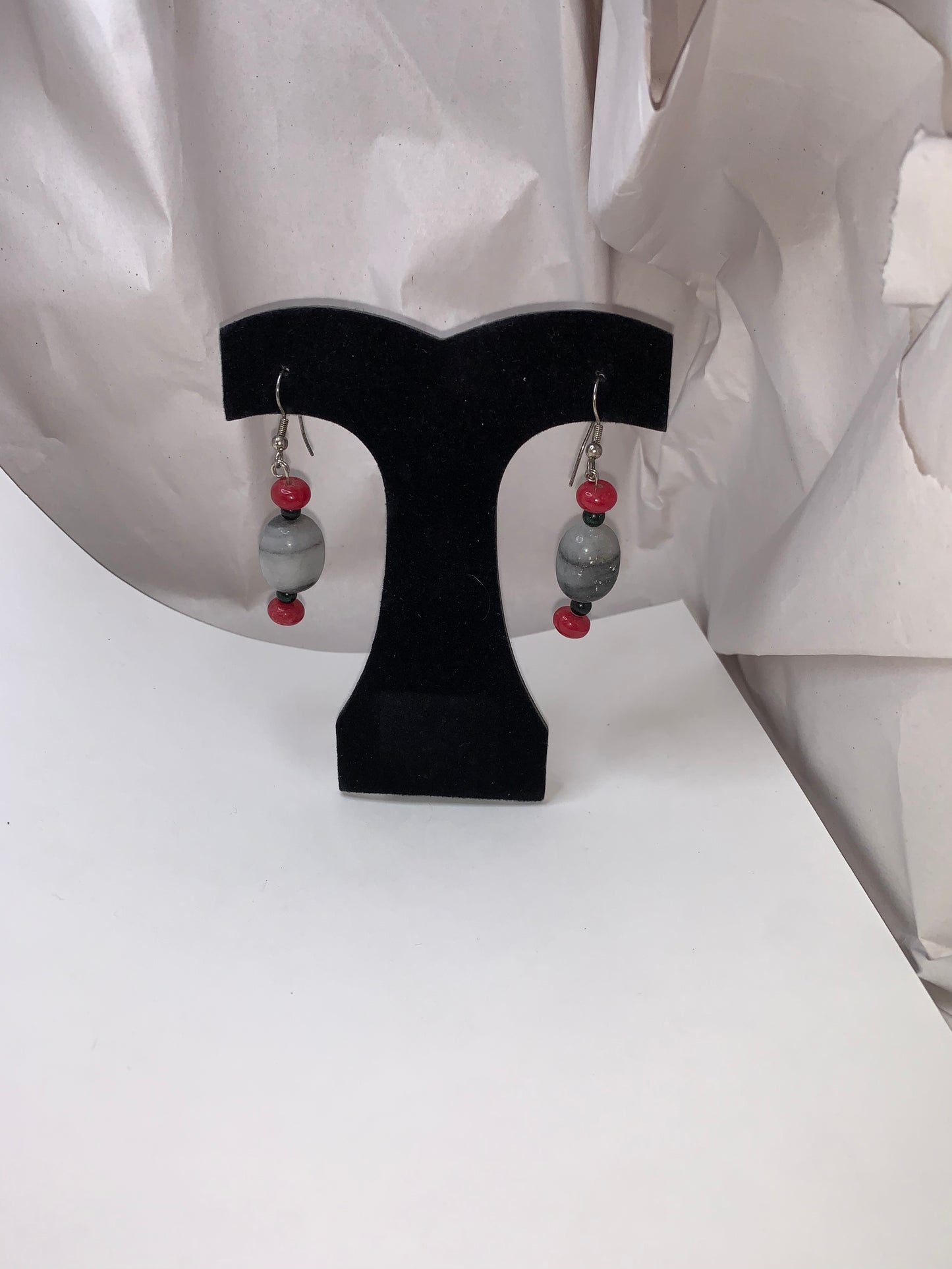 Plum Quartz And Marble Earrings
