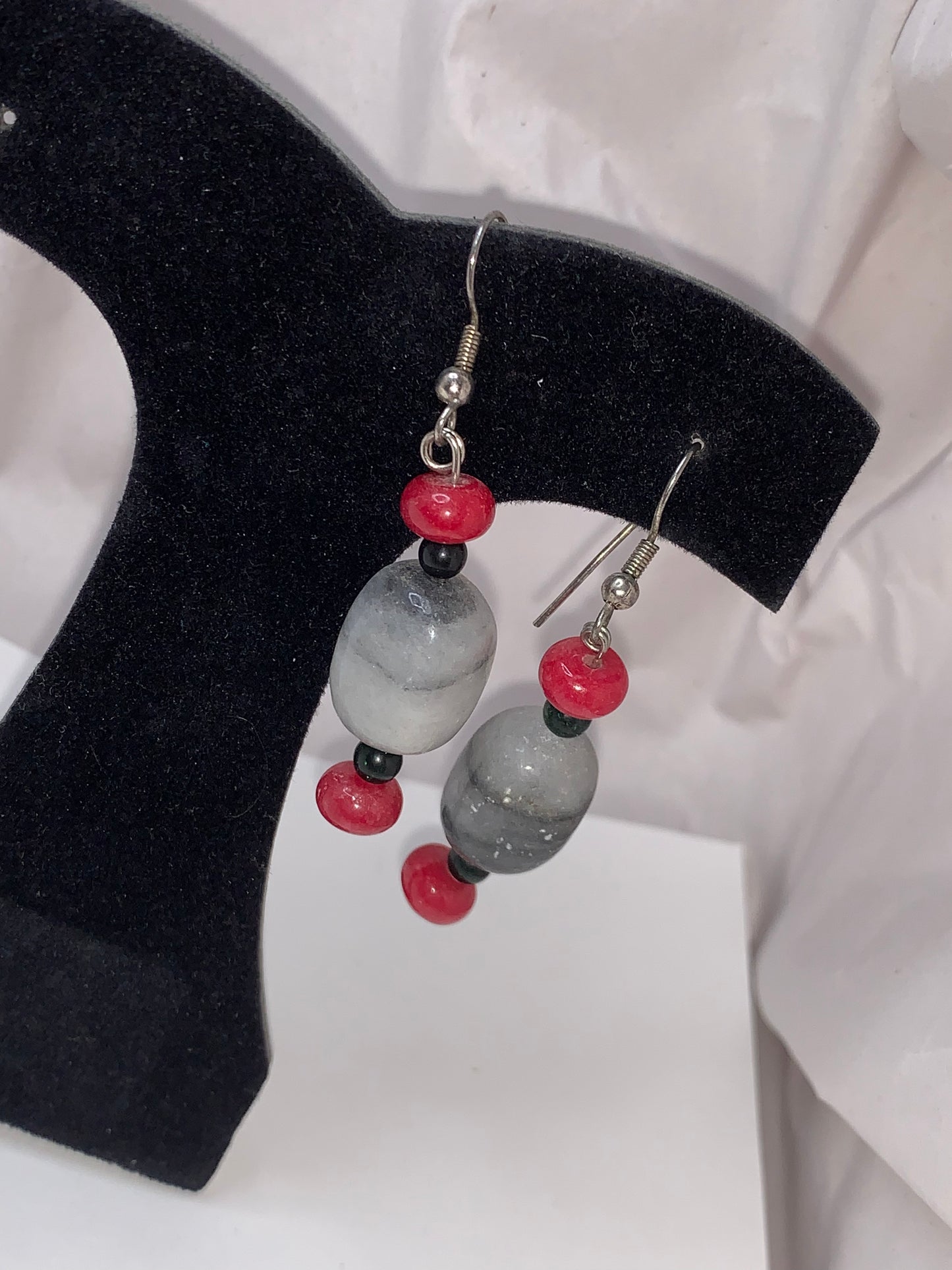 Plum Quartz And Marble Earrings