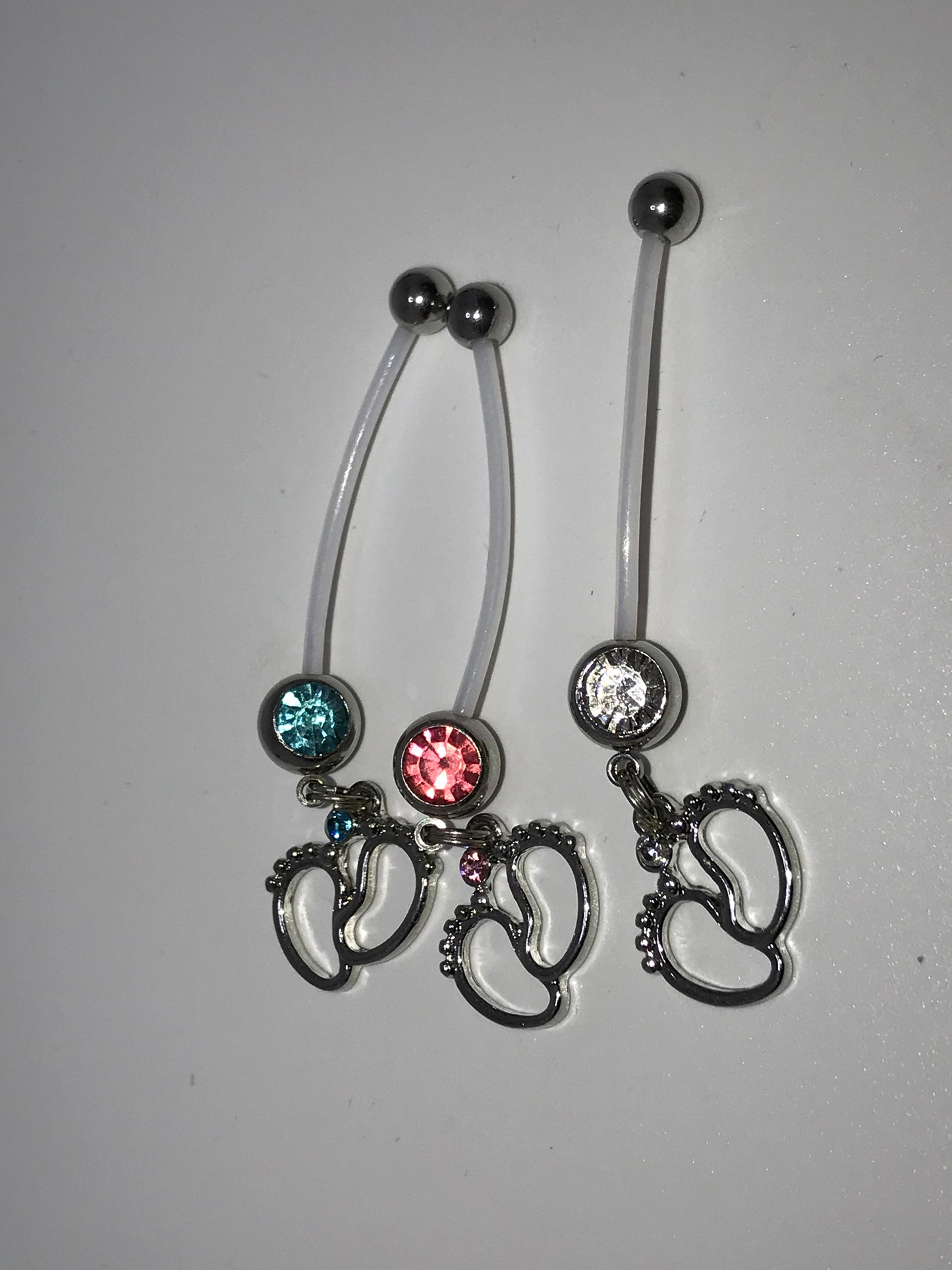 Clear Gem Little Feets Pregnancy Belly Ring