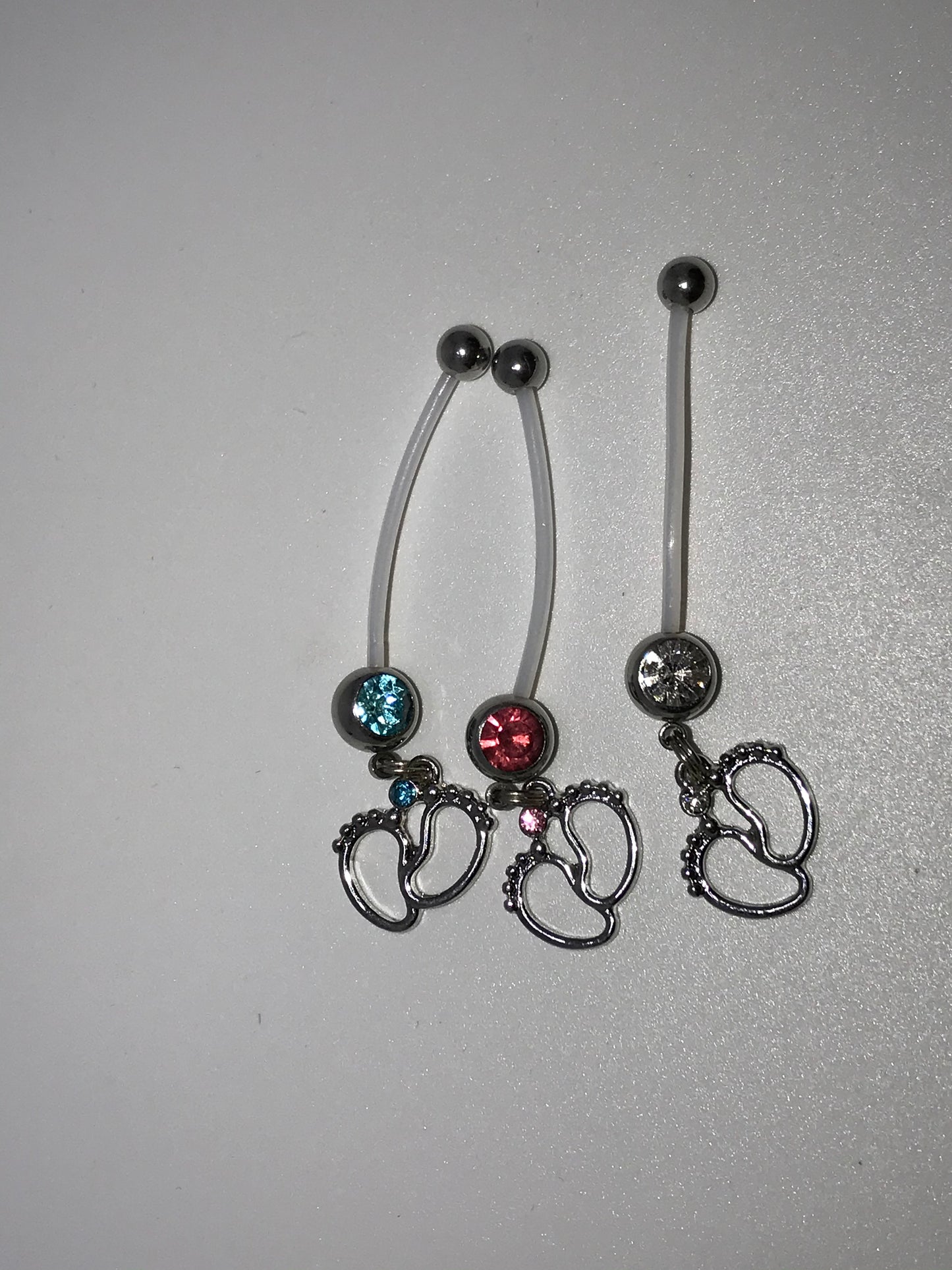 Clear Gem Little Feets Pregnancy Belly Ring