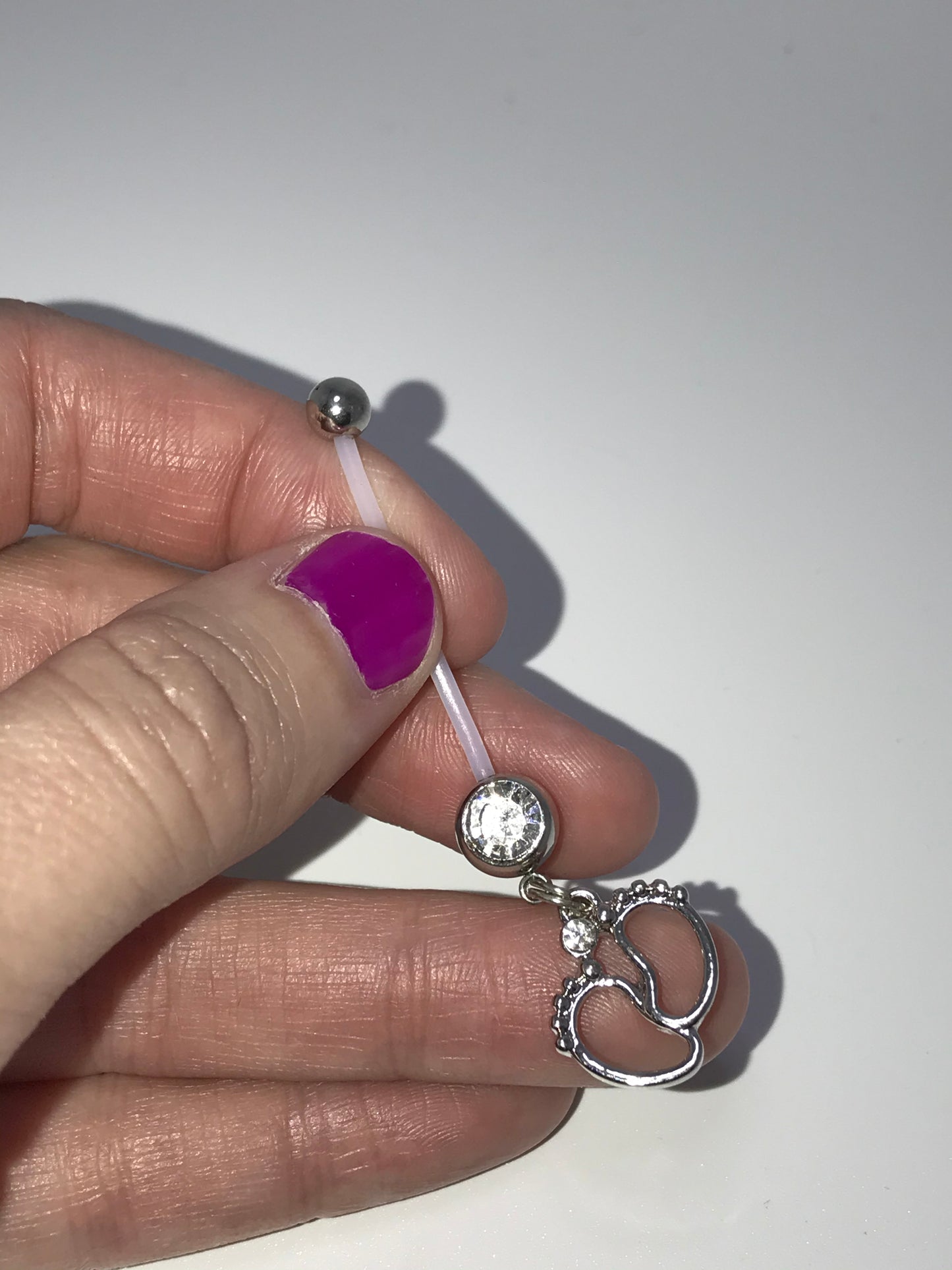 Clear Gem Little Feets Pregnancy Belly Ring