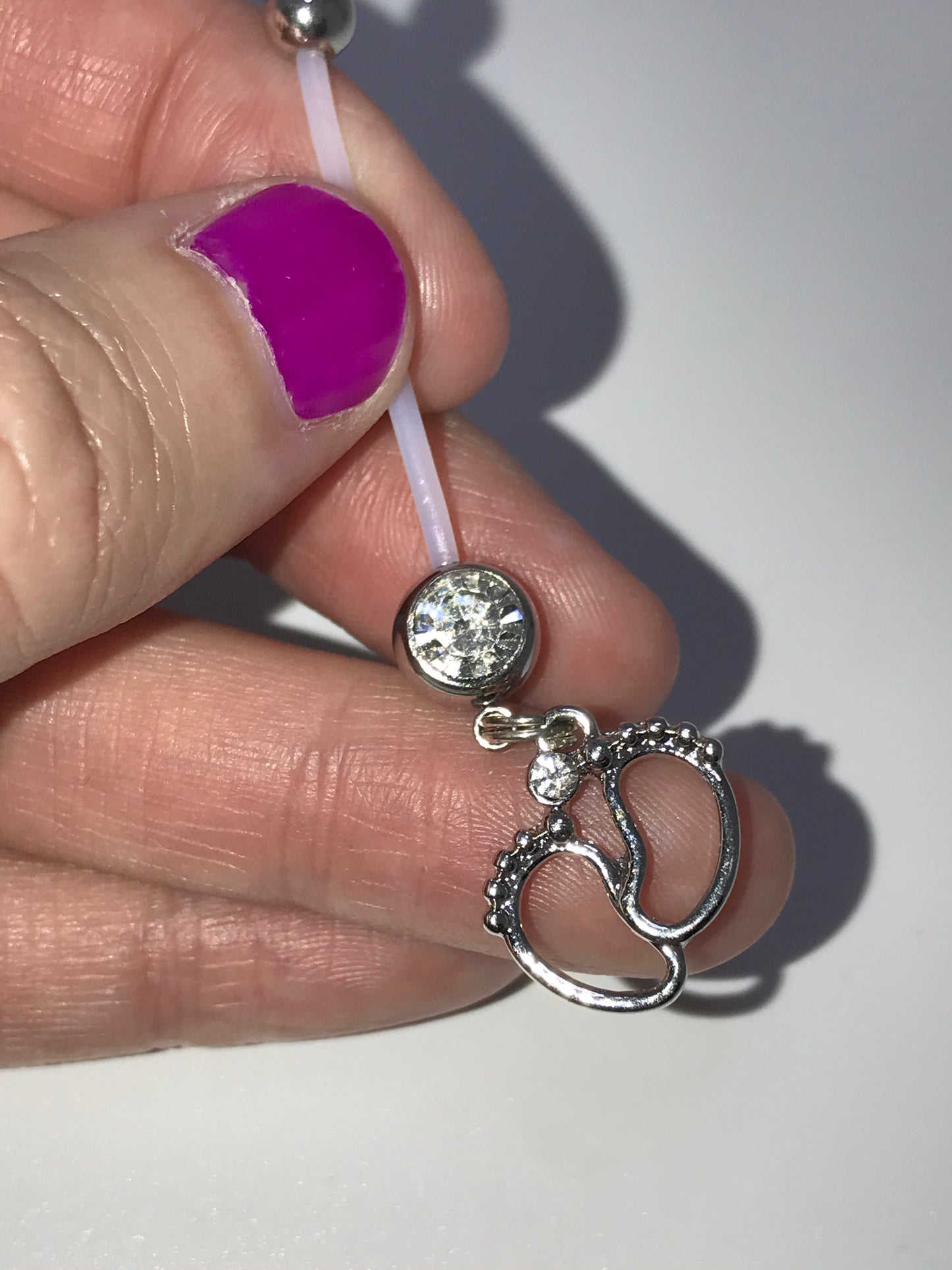 Clear Gem Little Feets Pregnancy Belly Ring