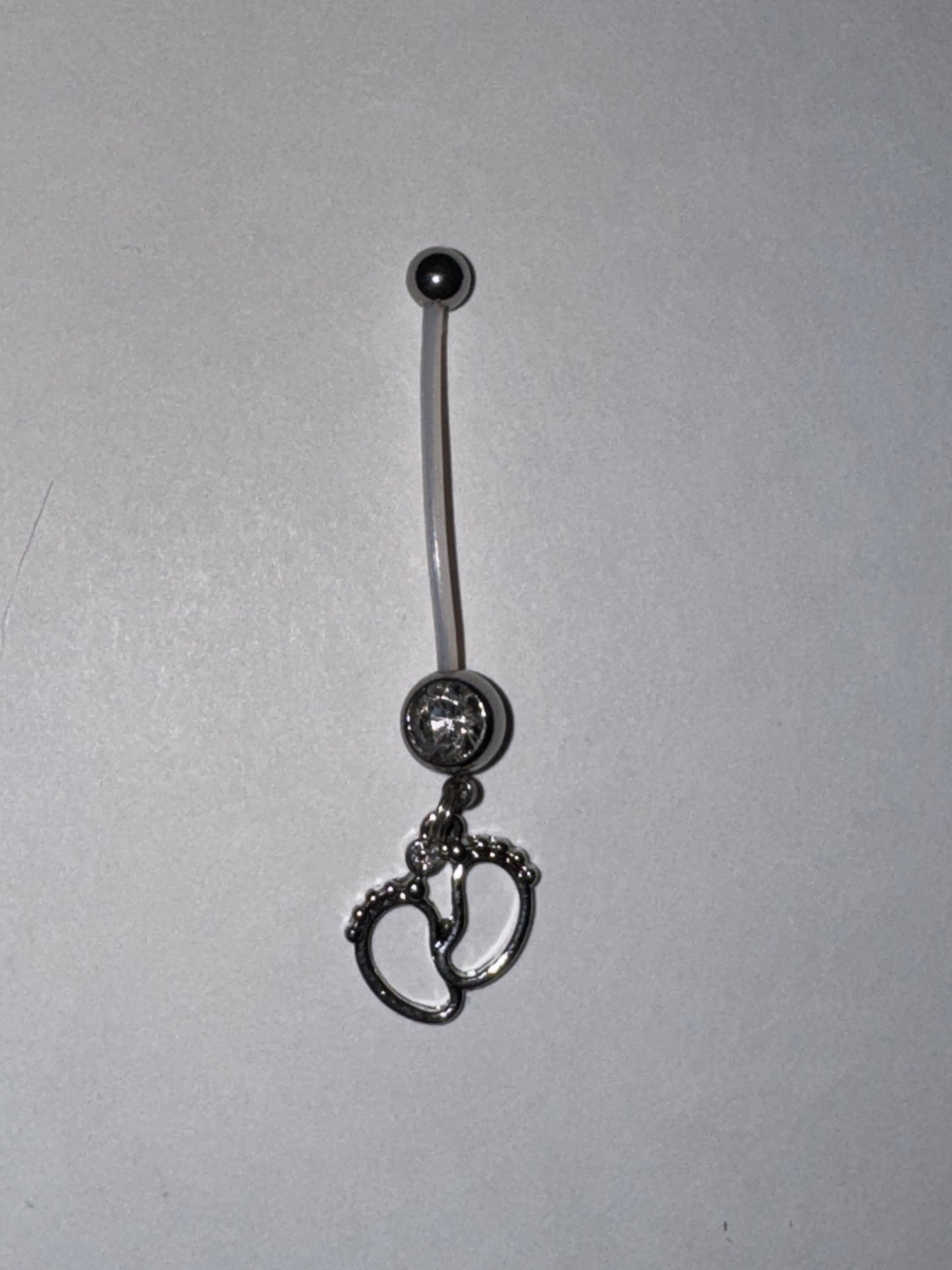 Clear Gem Little Feets Pregnancy Belly Ring