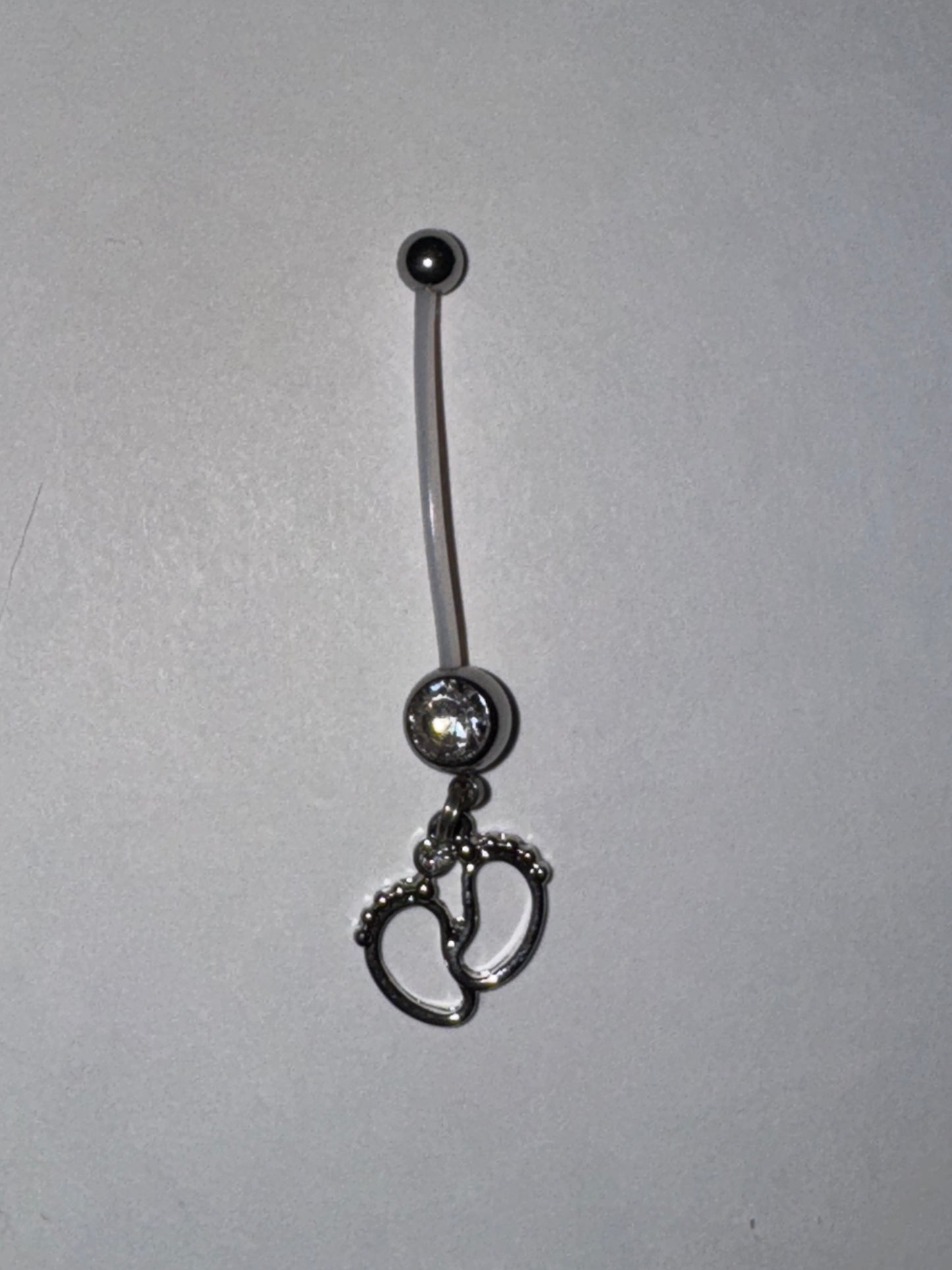 Clear Gem Little Feets Pregnancy Belly Ring