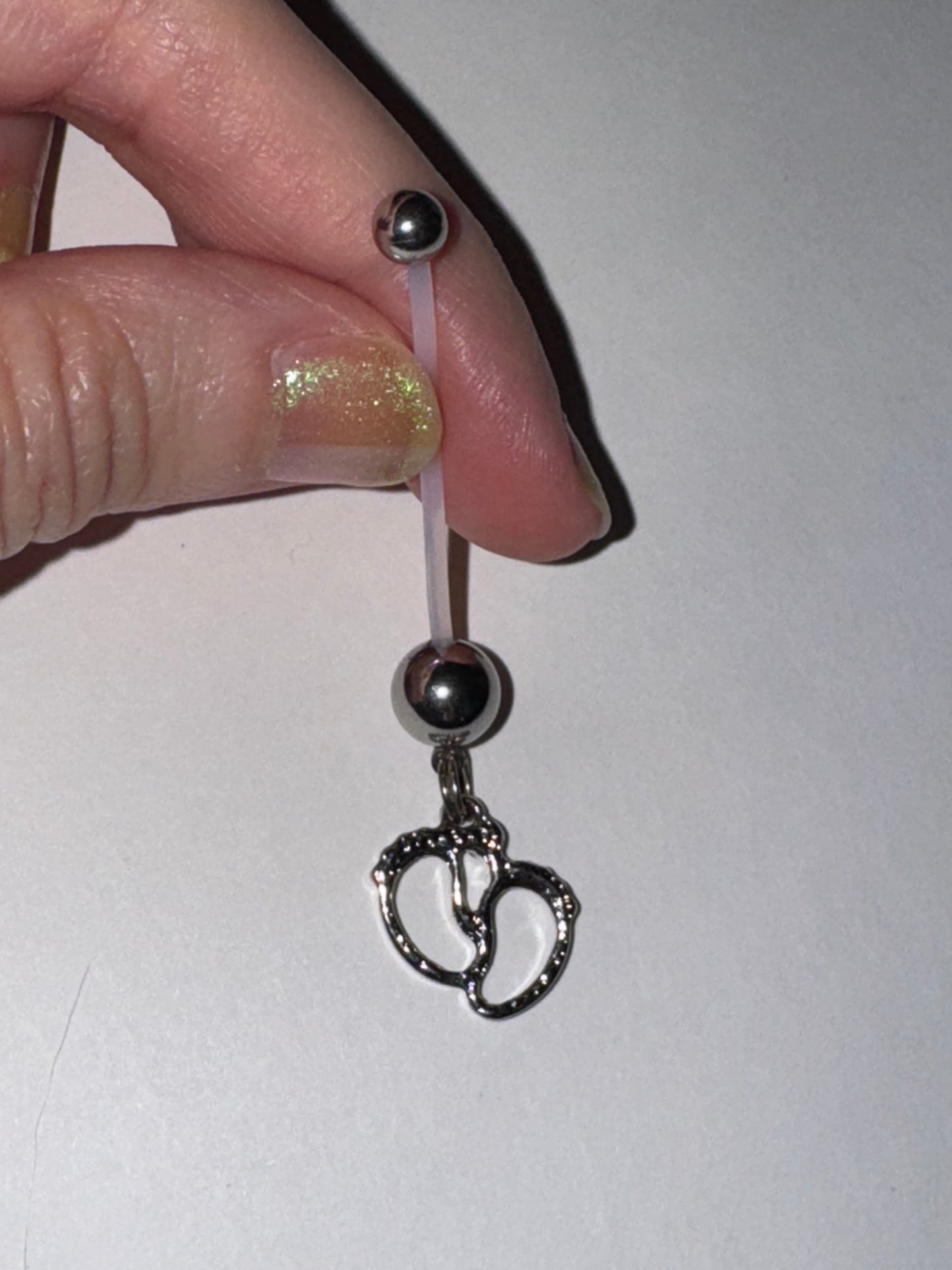 Clear Gem Little Feets Pregnancy Belly Ring