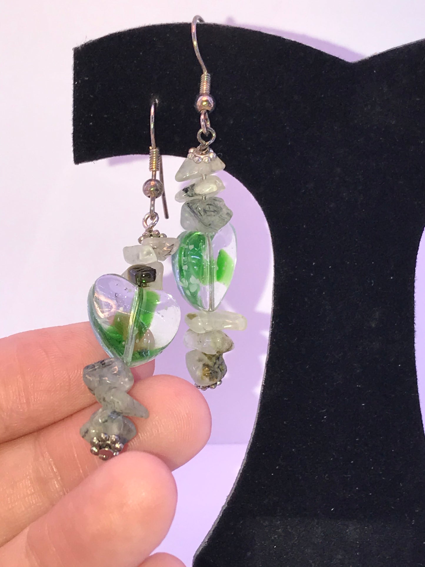 Prehnite Heart Earrings