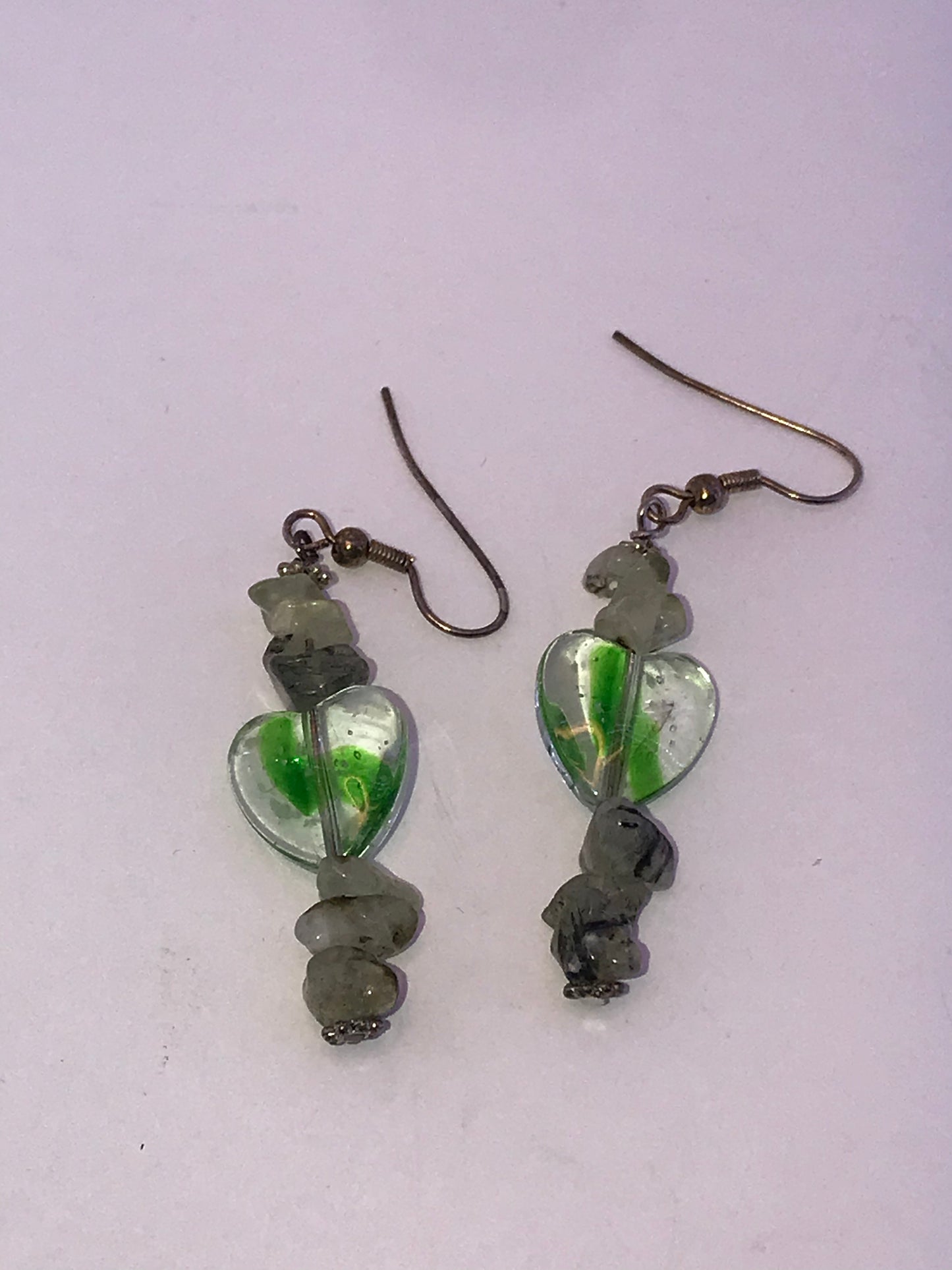Prehnite Heart Earrings