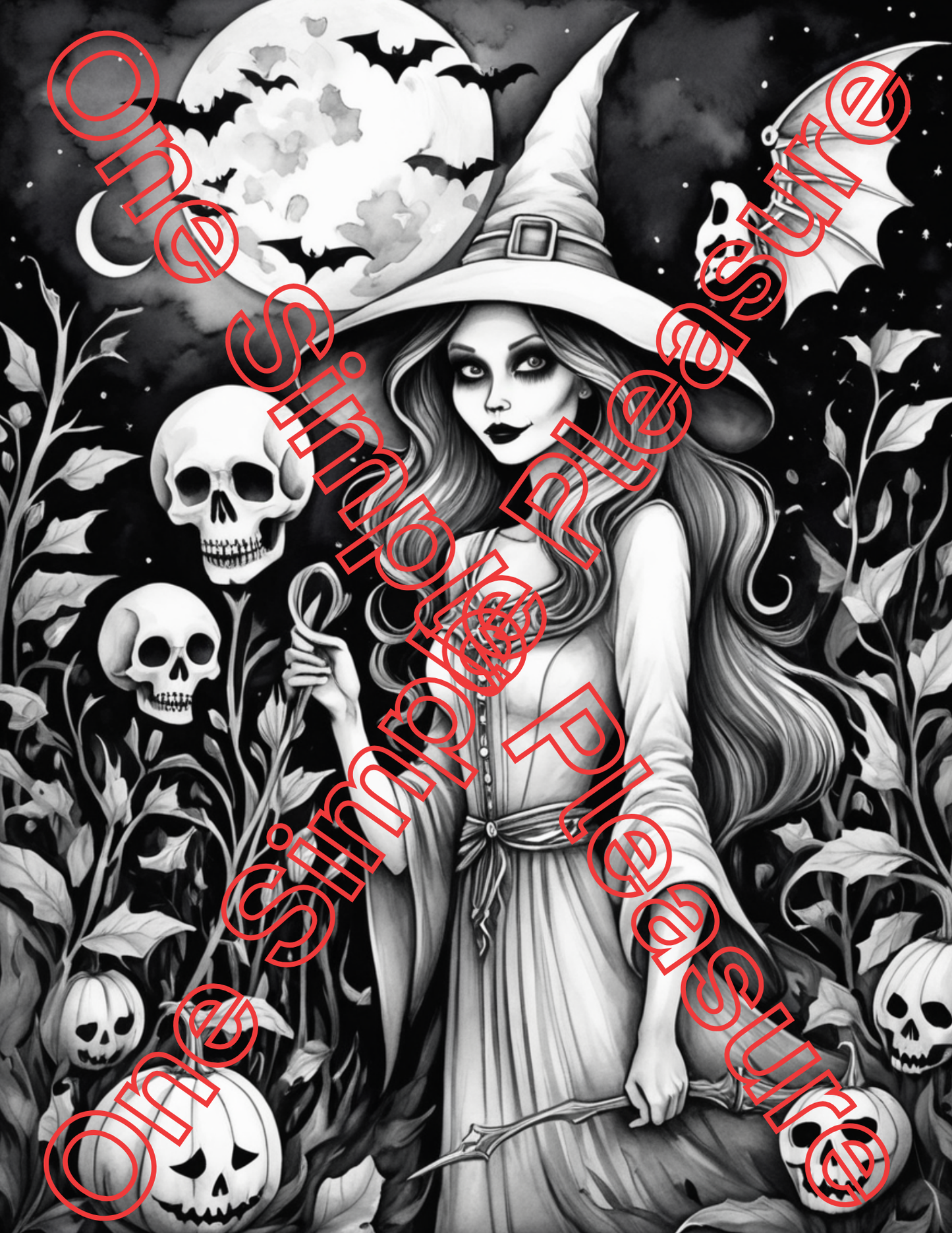 Witch and Halloween Coloring Pages, 33 pages