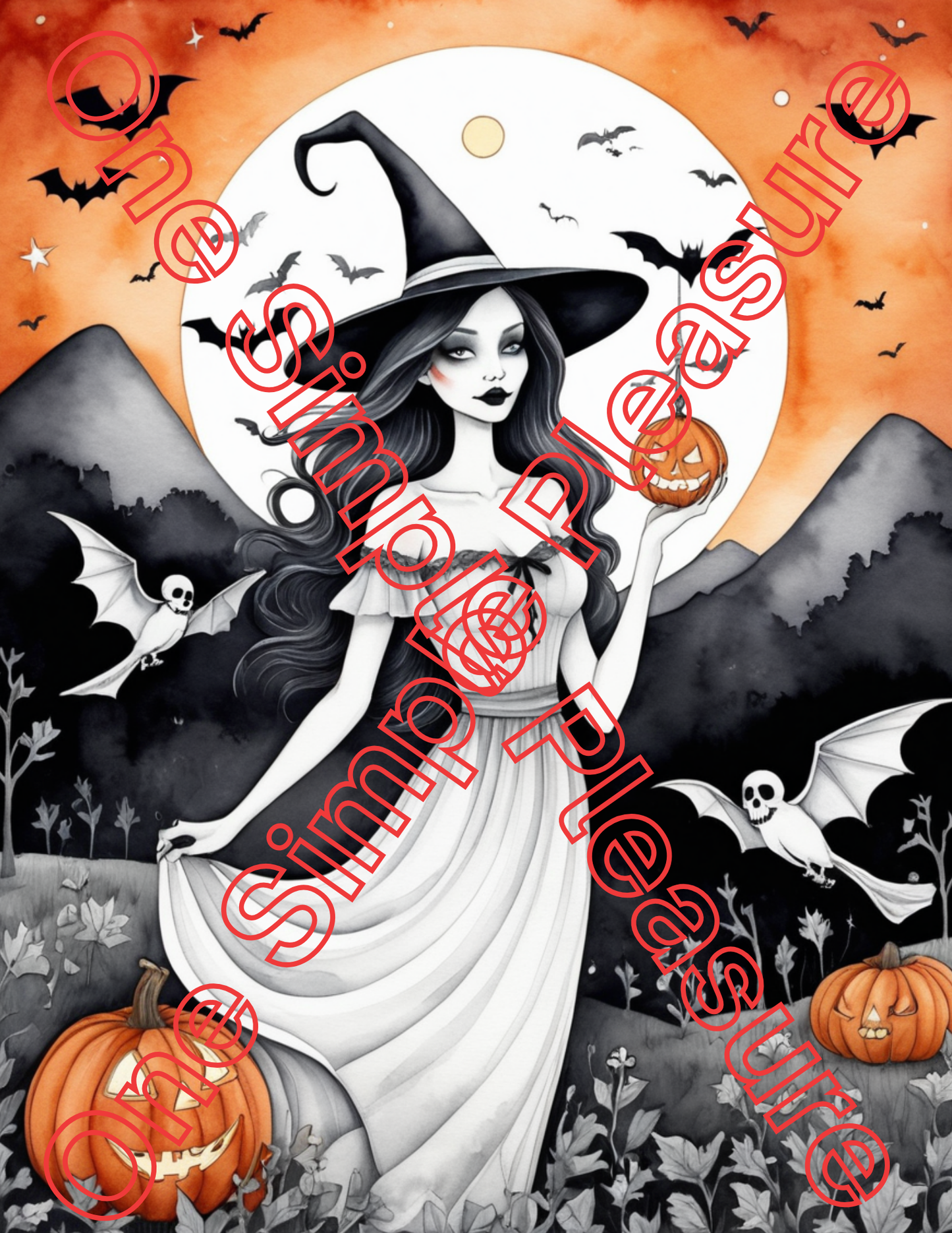 Witch and Halloween Coloring Pages, 33 pages
