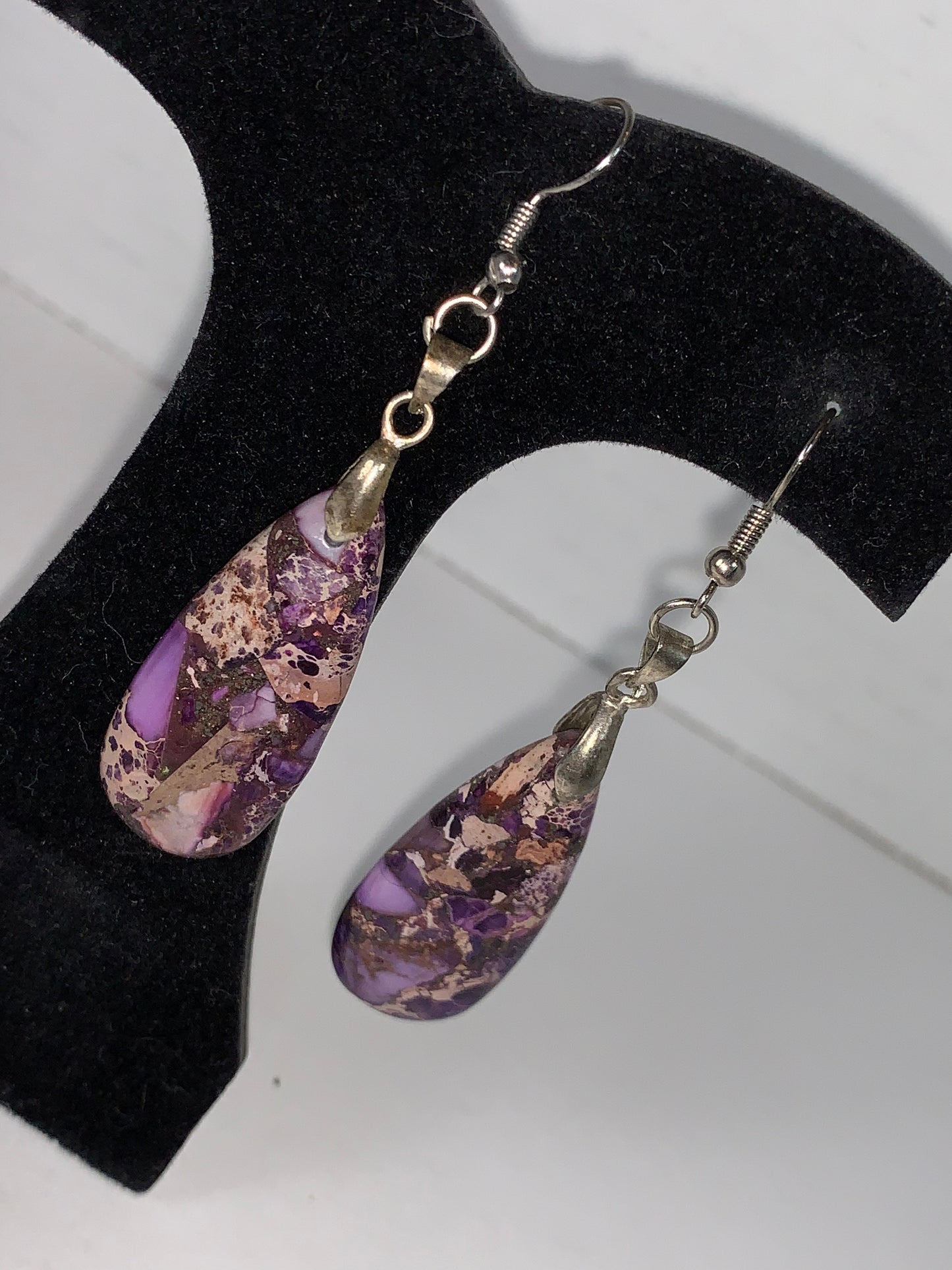 Purple Sea Sediment Jasper Dangle Earrings