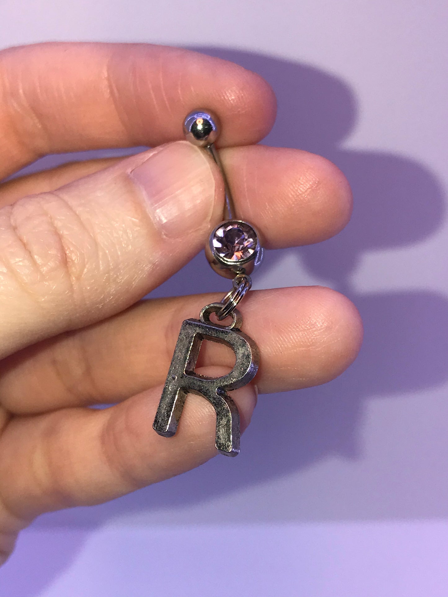 Letter R Dangle Belly Ring