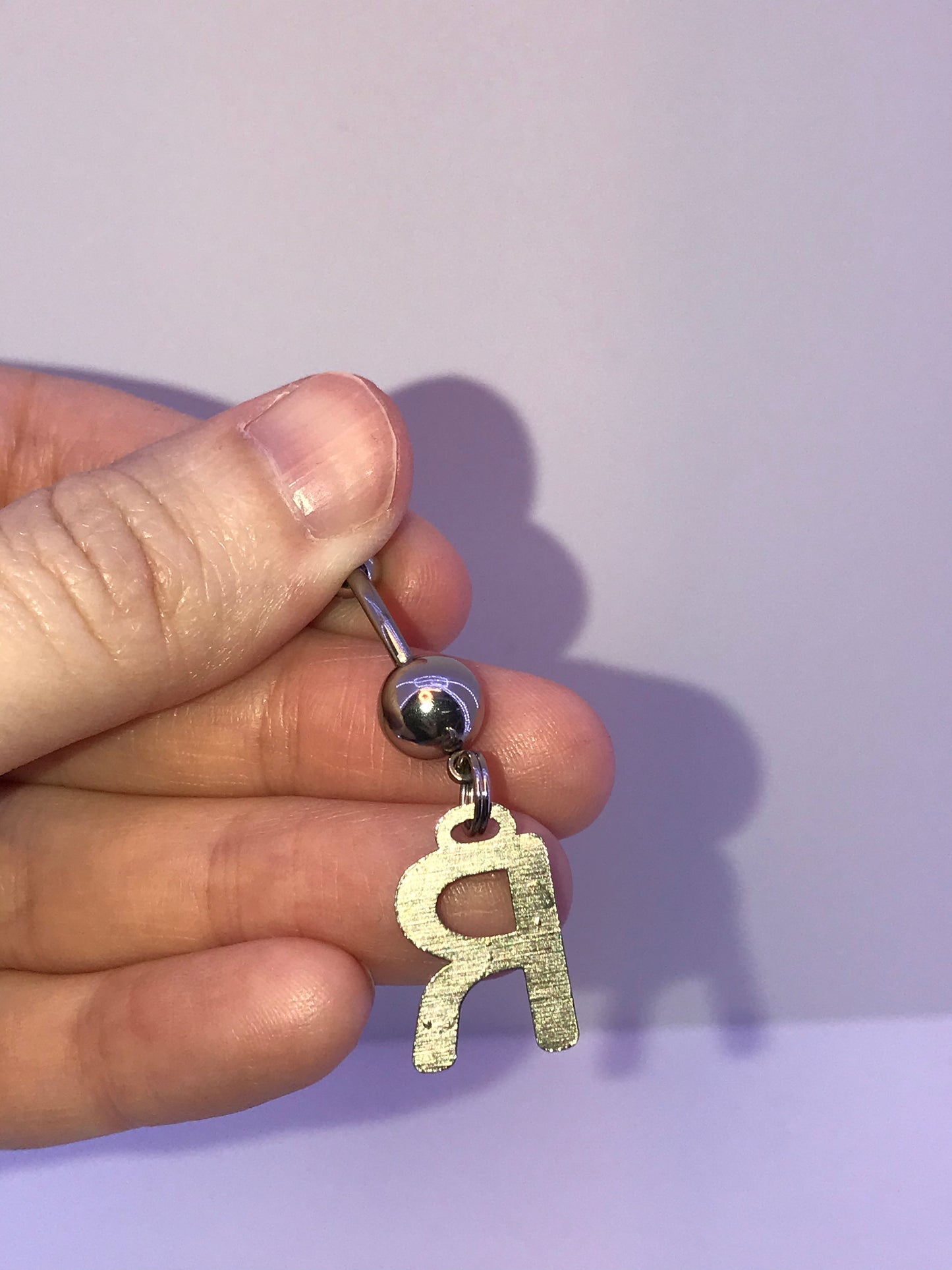Letter R Dangle Belly Ring