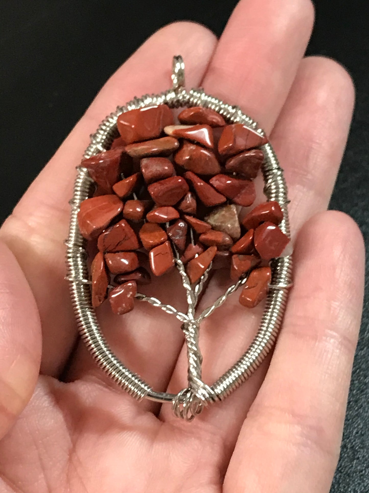 2 1/8" Red Jasper Tree of Life Pendant