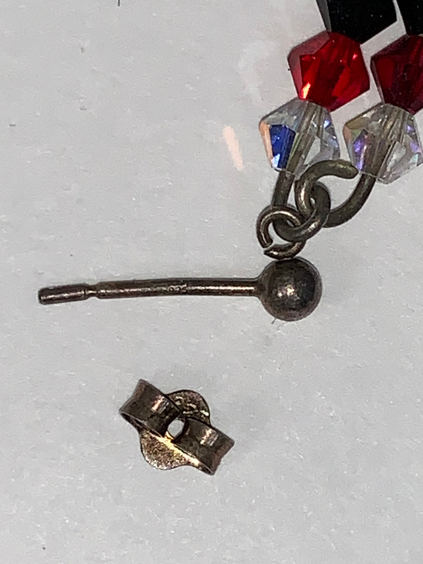 Red, White, and Black Swarovski Crystal Post Earrings