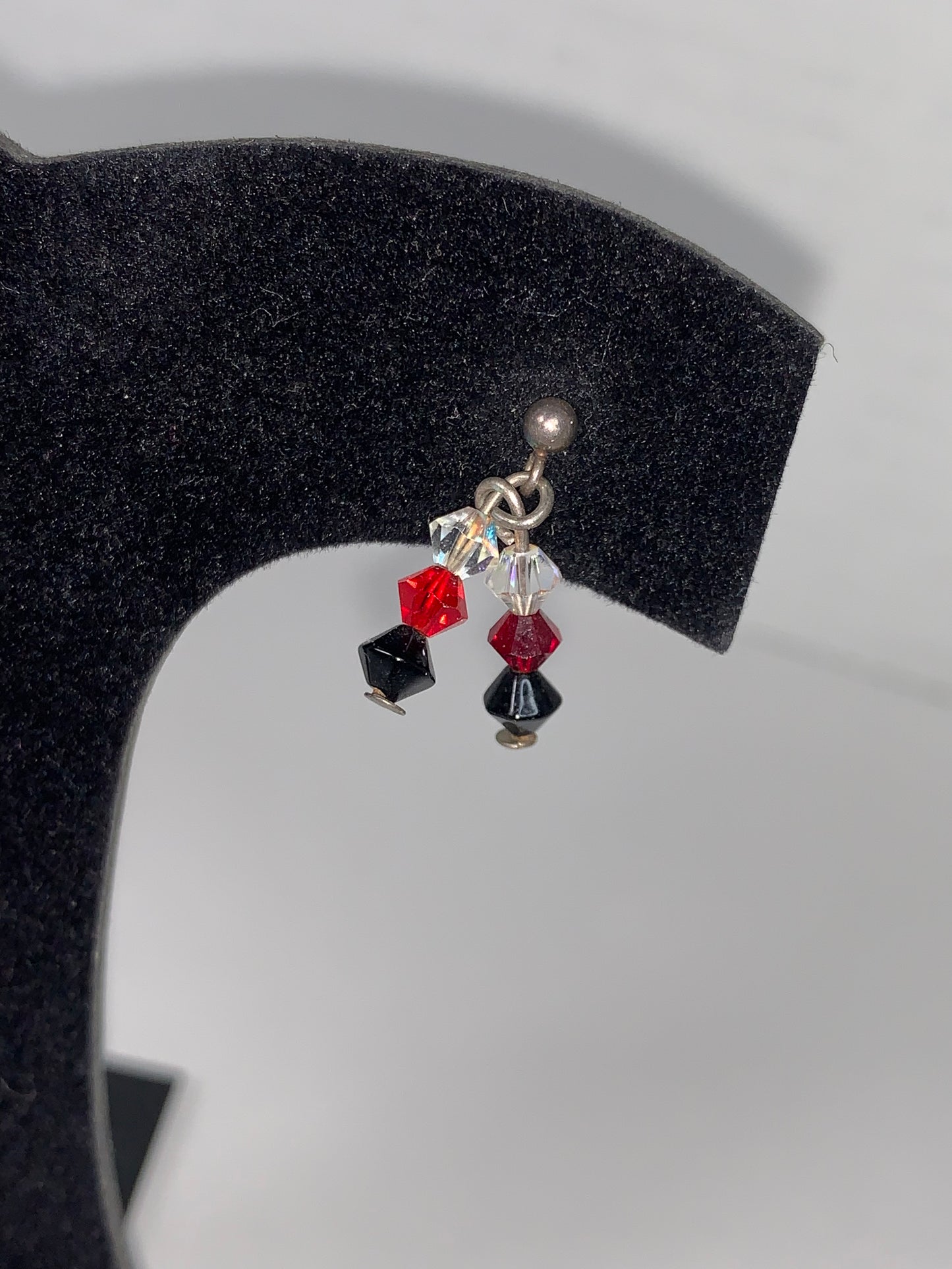 Red, White, and Black Swarovski Crystal Post Earrings