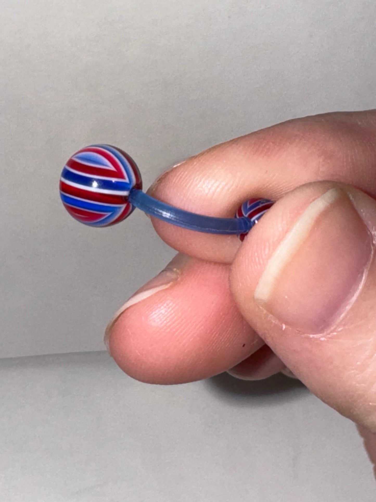14 Gauge Red, White, and Blue Flag Design Belly Ring